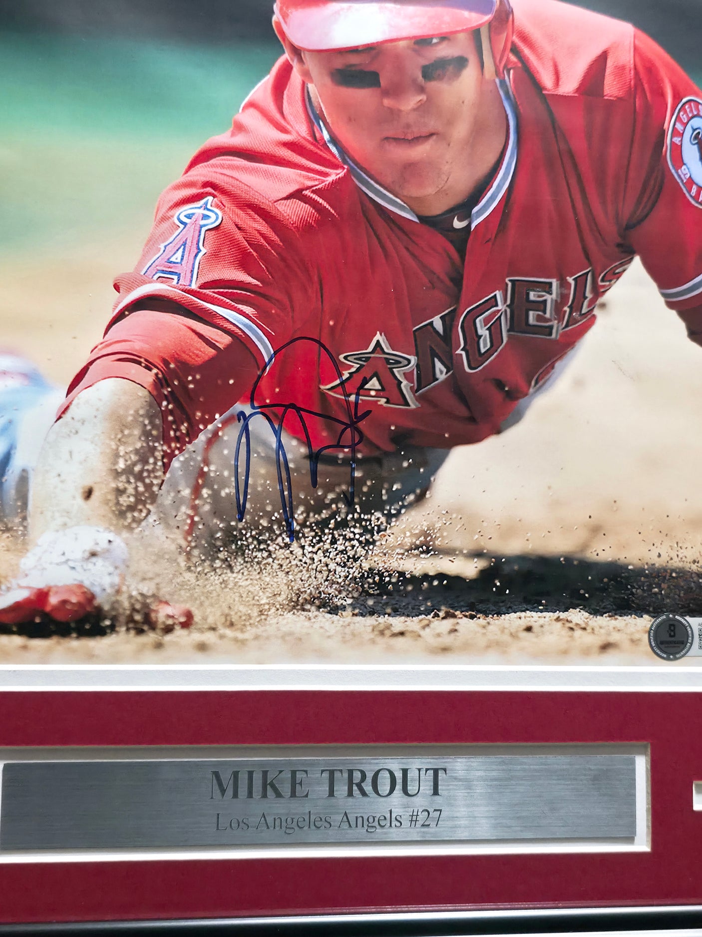 Mike Trout Autographed Framed 11x12 Photo Los Angeles Angels Beckett BAS #AE16564