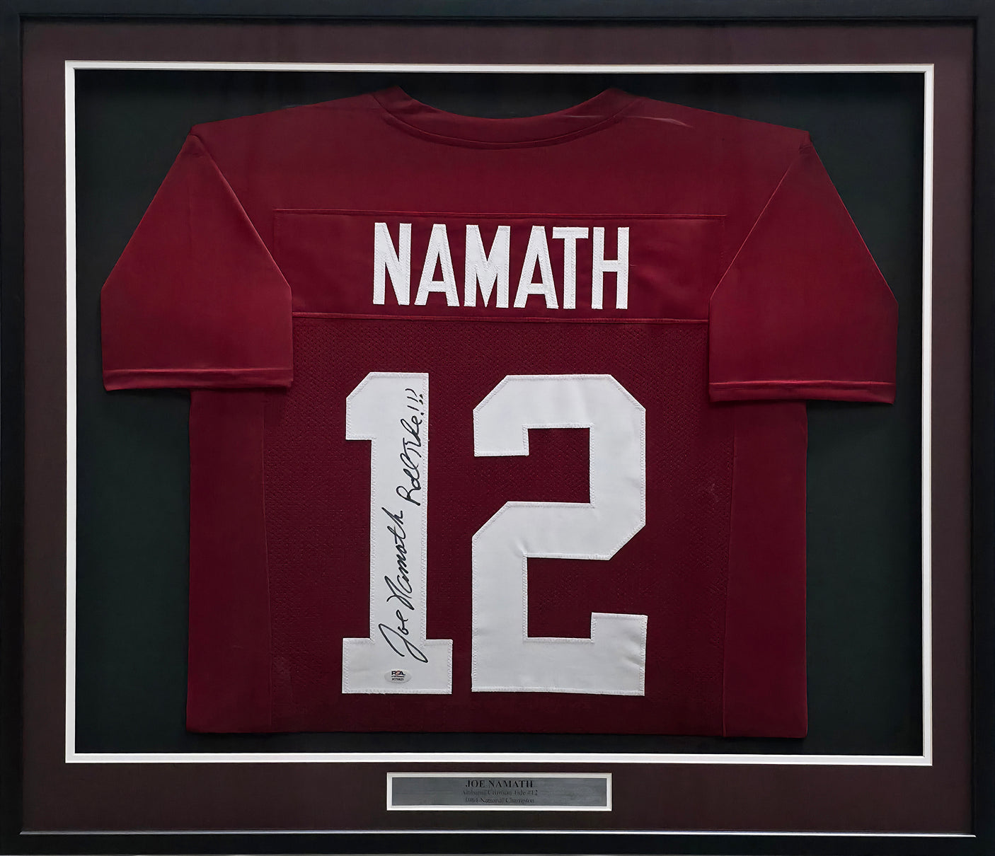 Alabama Joe Namath Autographed Framed Crimson Jersey PSA/DNA ITP #3C70621