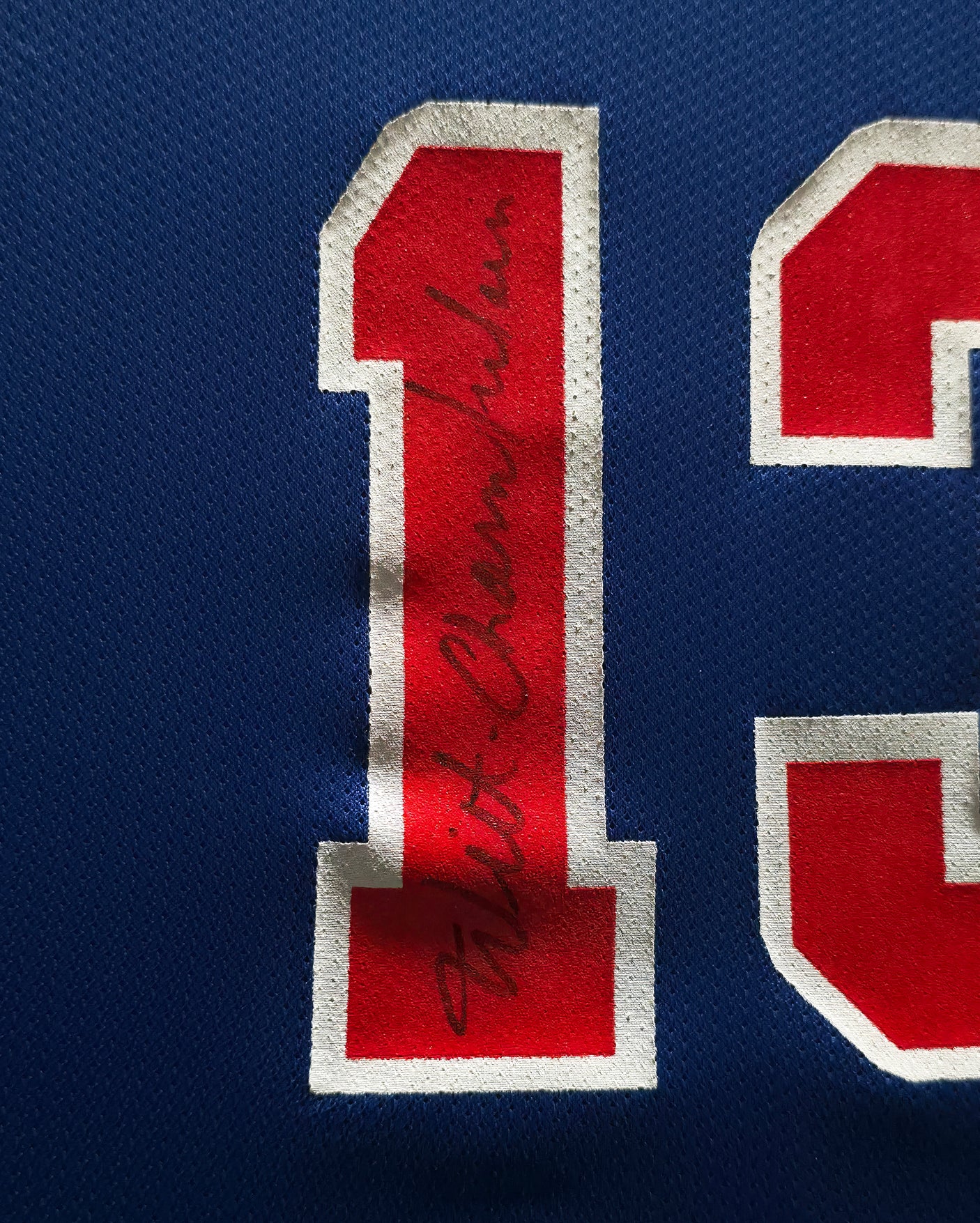 Philadelphia 76ers Wilt Chamberlain Autographed Framed Blue Jersey JSA #ZZ13989