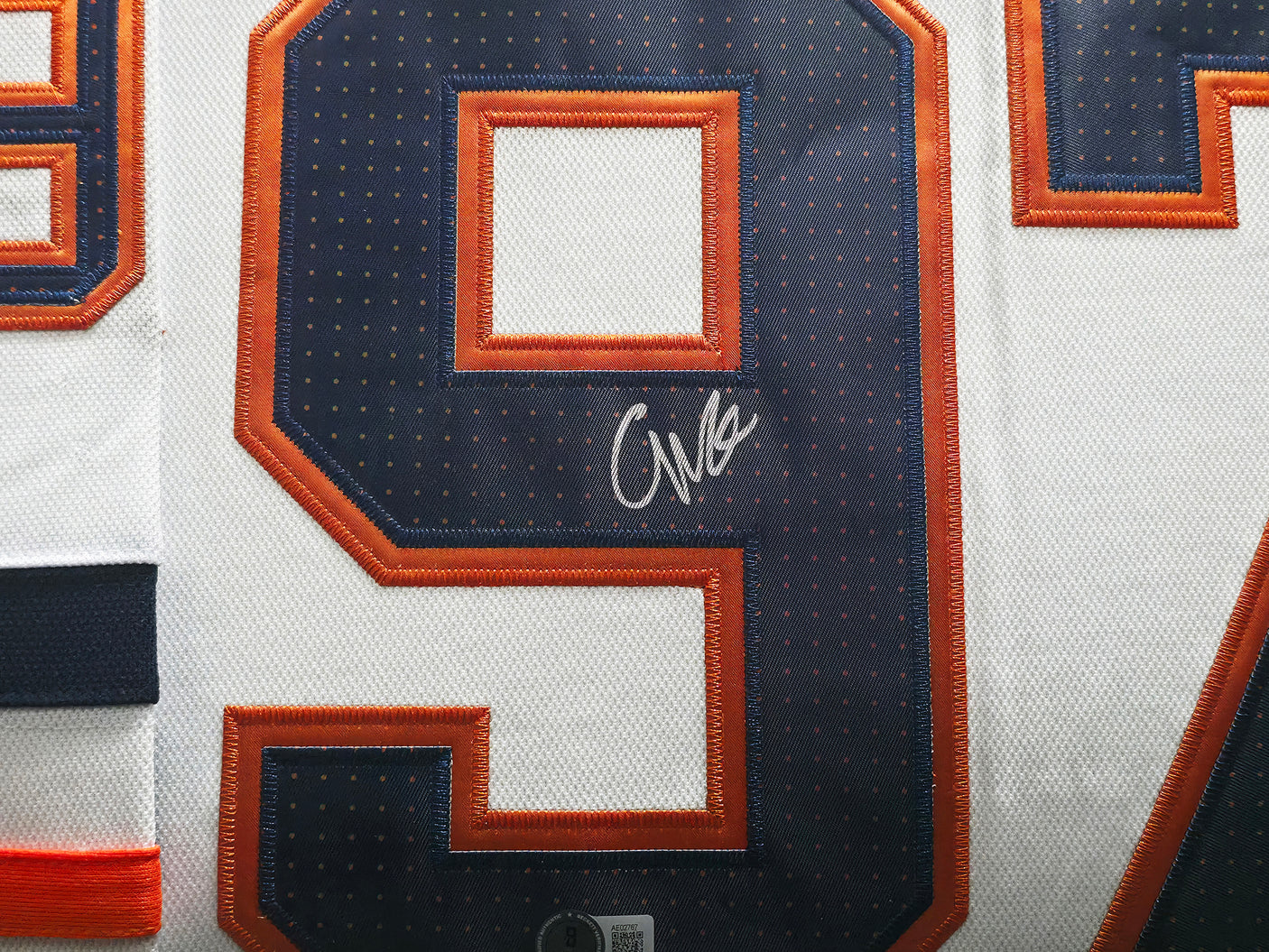 Edmonton Oilers Connor McDavid Autographed Framed White Adidas Jersey Beckett BAS QR #AE02767