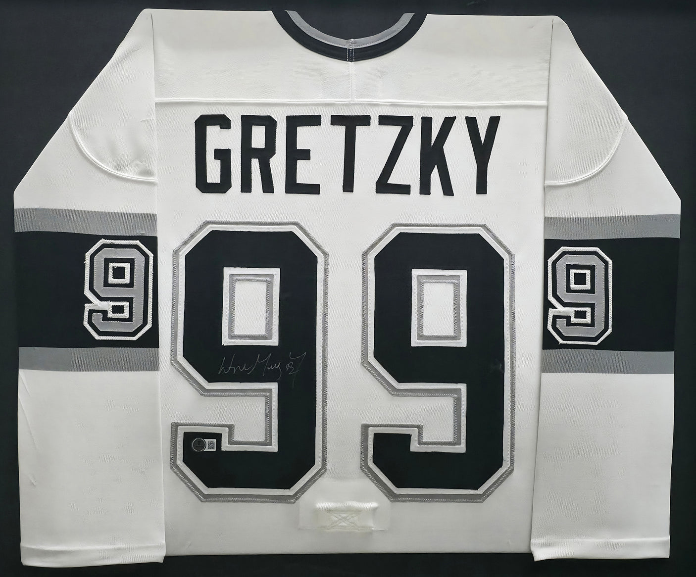 Los Angeles Kings Wayne Gretzky Autographed Framed White Jersey Beckett BAS #AE16695