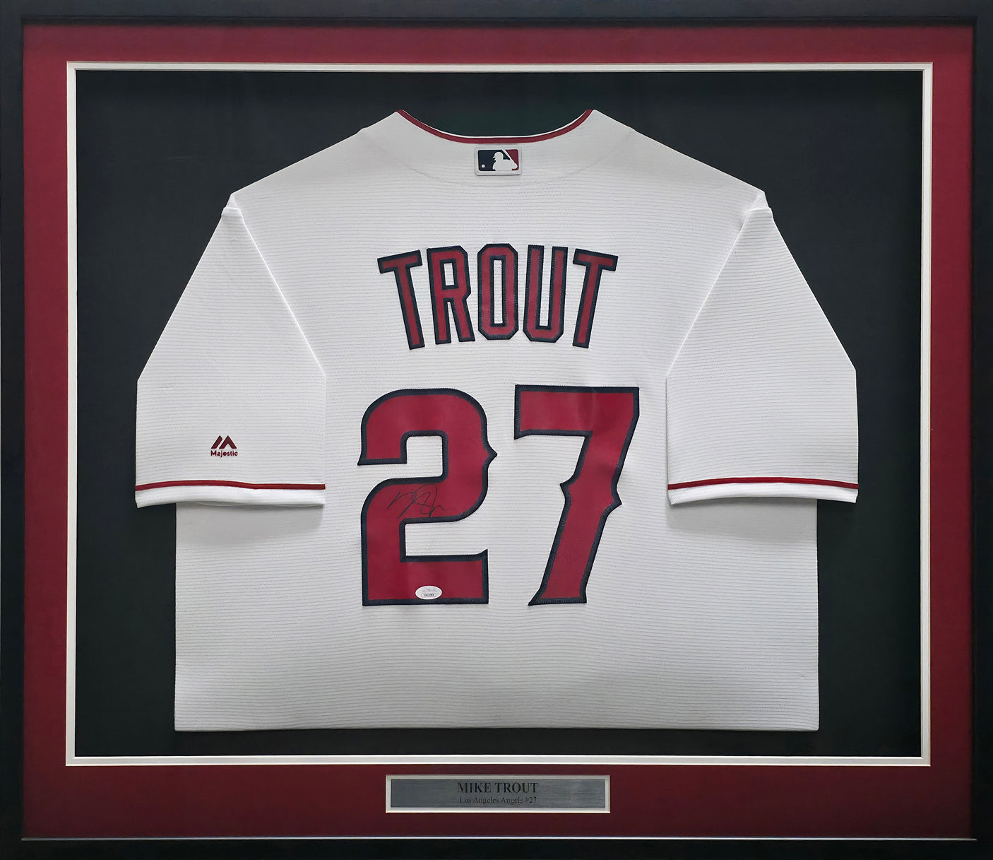 Los Angeles Angels Mike Trout Autographed Framed White Majestic Jersey JSA #XX12789