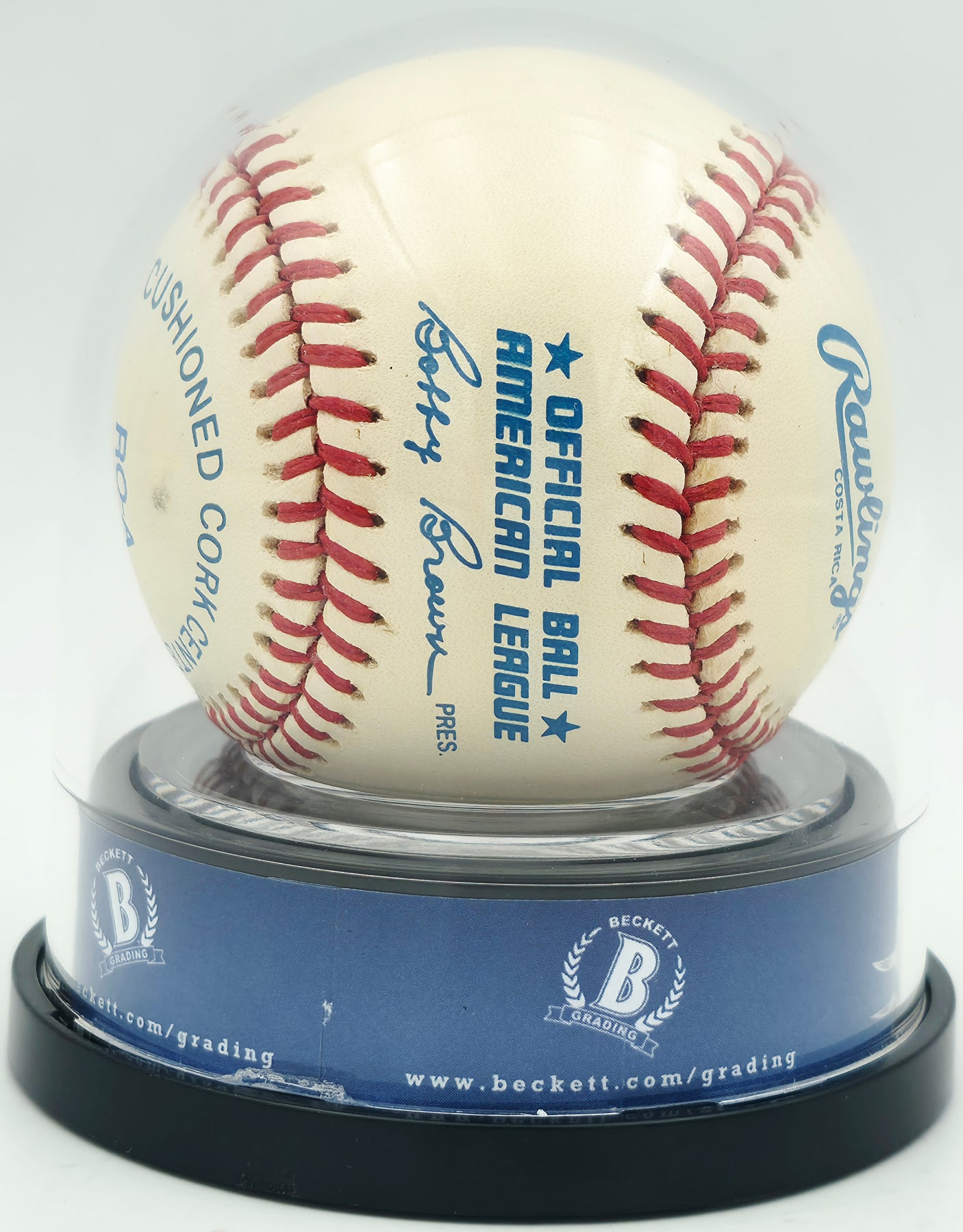 Joe DiMaggio Autographed Official AL Baseball New York Yankees Auto Grade Mint 9 Beckett BAS #18630509