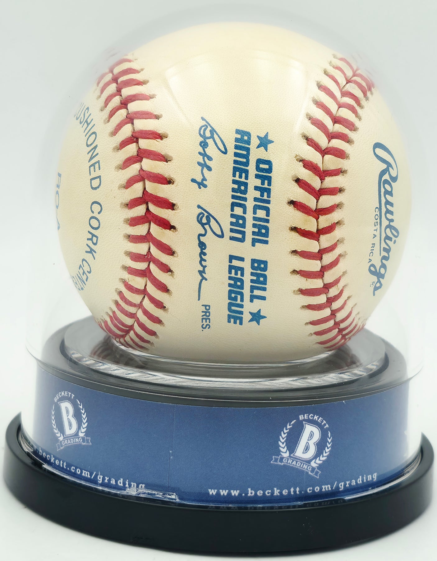 Joe DiMaggio Autographed Official AL Baseball New York Yankees Auto Grade Mint 9 Beckett BAS #18630423