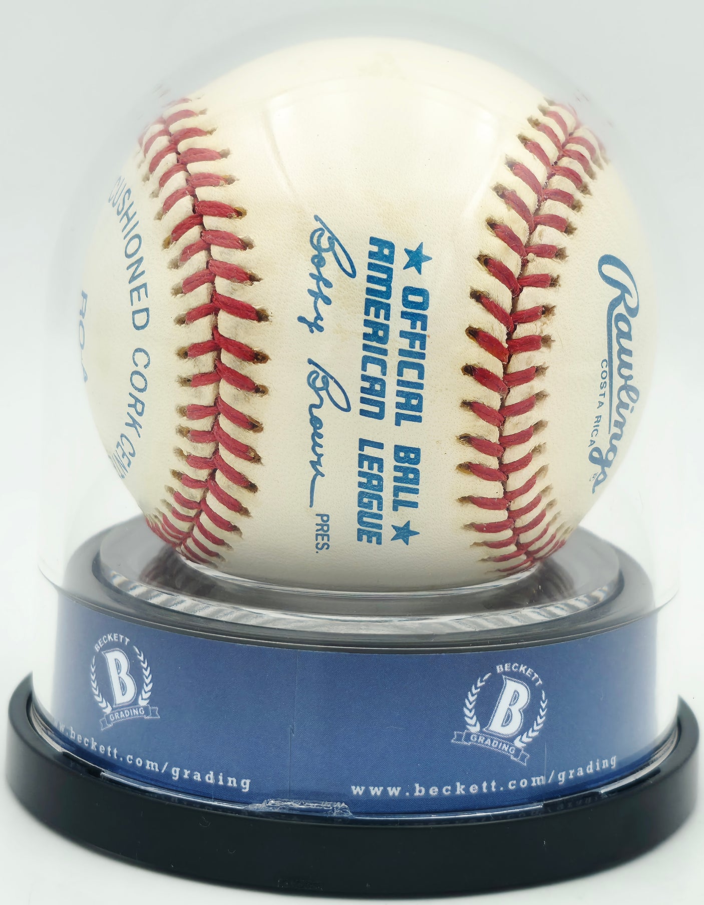 Joe DiMaggio Autographed Official AL Baseball New York Yankees Auto Grade Mint 9 Beckett BAS #18630537