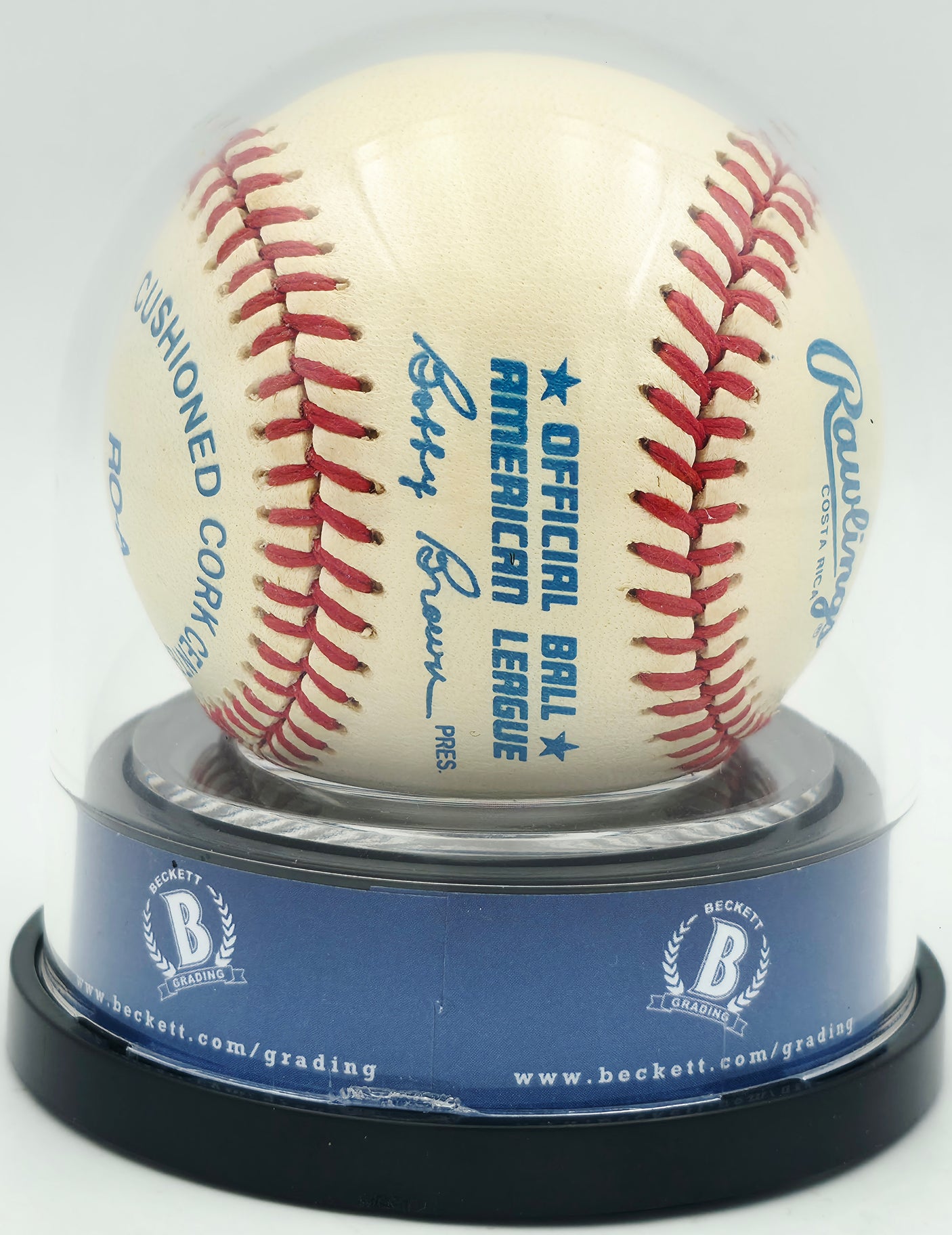 Joe DiMaggio Autographed Official AL Baseball New York Yankees Auto Grade Near Mint/Mint 8 Beckett BAS #18630413