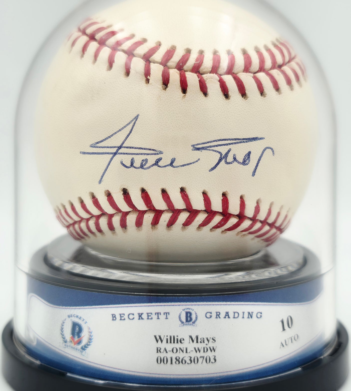Willie Mays Autographed Official NL Baseball San Francisco Giants Auto Grade Gem Mint 10 Beckett BAS #18630703