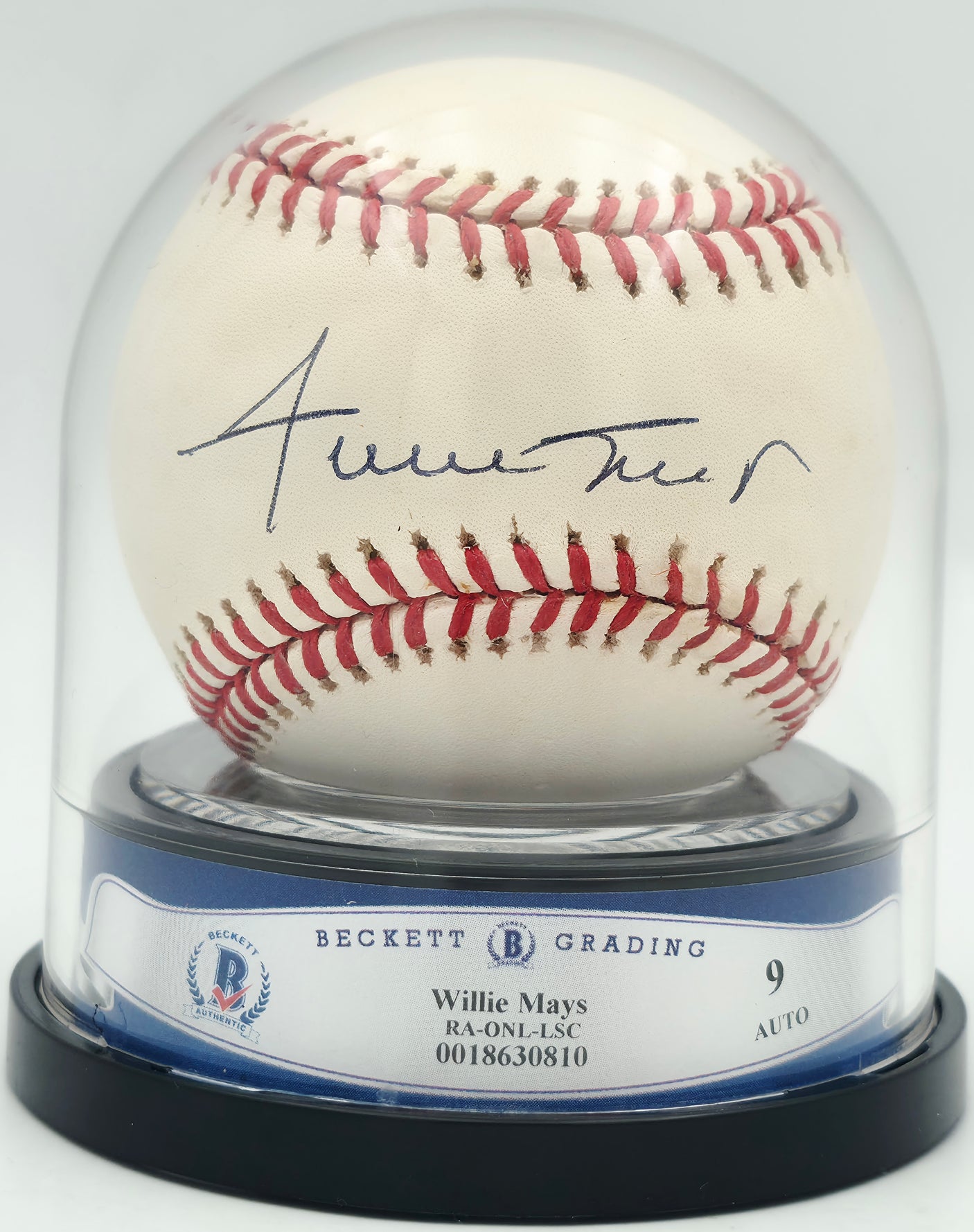 Willie Mays Autographed Official NL Baseball San Francisco Giants Auto Grade Mint 9 Beckett BAS #18630810
