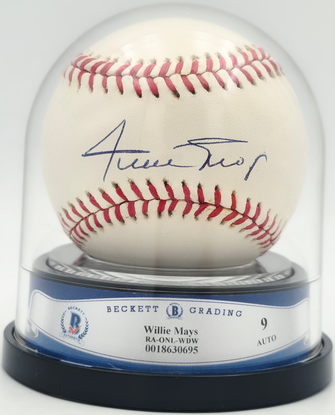 Willie Mays Autographed Official NL Baseball San Francisco Giants Auto Grade Mint 9 Beckett BAS #18630695