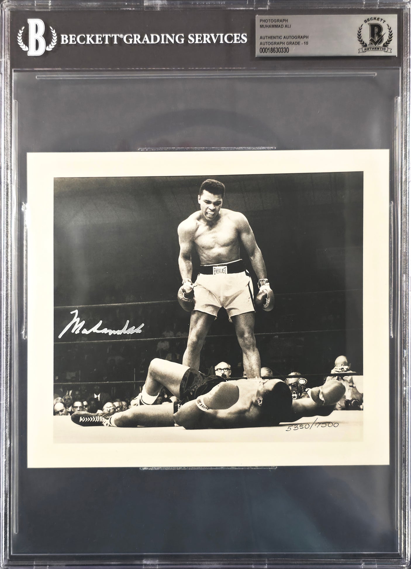 Muhammad Ali Autographed 6.75x7.75 Photo Auto Grade Gem Mint 10 Over Sonny Liston Beckett BAS #18630330