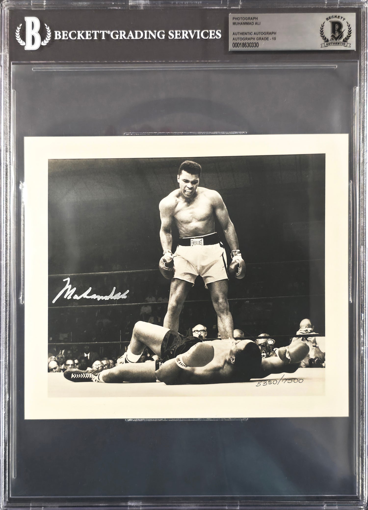 Muhammad Ali Autographed 6.75x7.75 Photo Auto Grade Gem Mint 10 Over Sonny Liston Beckett BAS #18630330