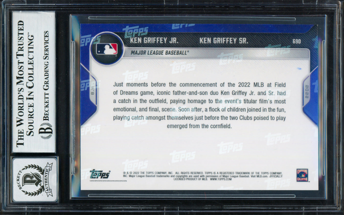Ken Griffey Jr. & Sr. Autographed 2022 Topps Now Card #690 Auto Grade Gem Mint 10 Field of Dreams Beckett BAS #18630022