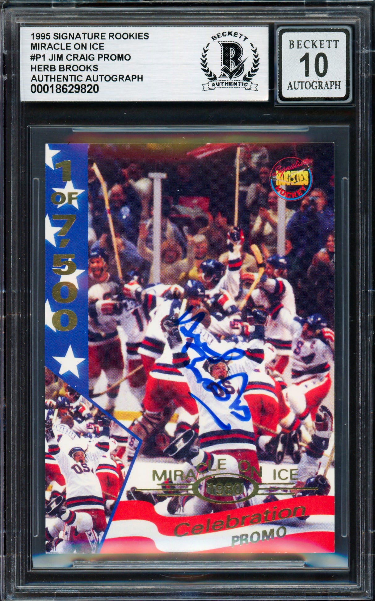 Herb Brooks Autographed 1995 Signature Rookies Card 1980 Team USA Auto Grade Gem Mint 10 Beckett BAS #18629820