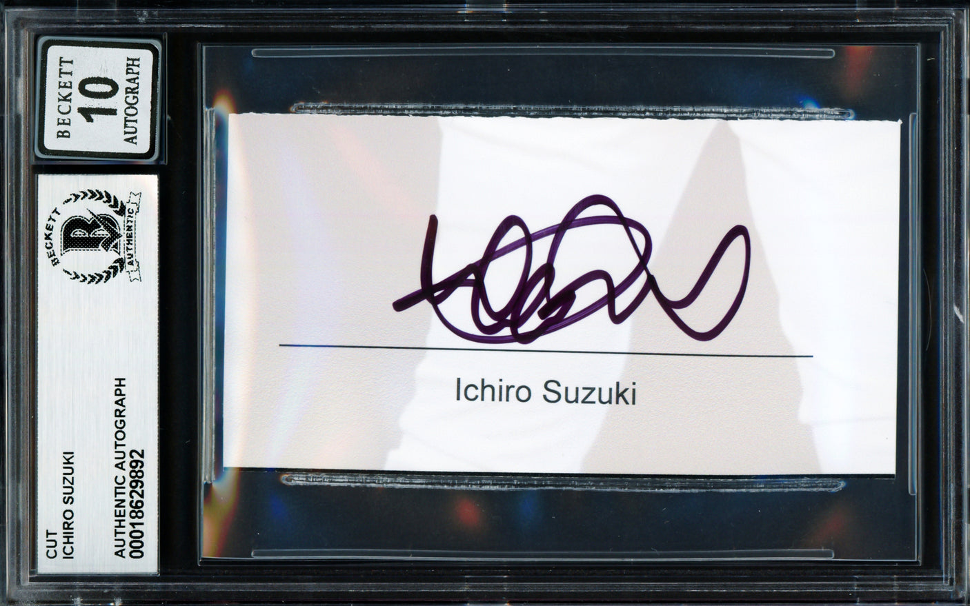 Ichiro Suzuki Autographed 2x3.5 Cut Signature Seattle Mariners Auto Grade Gem Mint 10 Beckett BAS #18629892