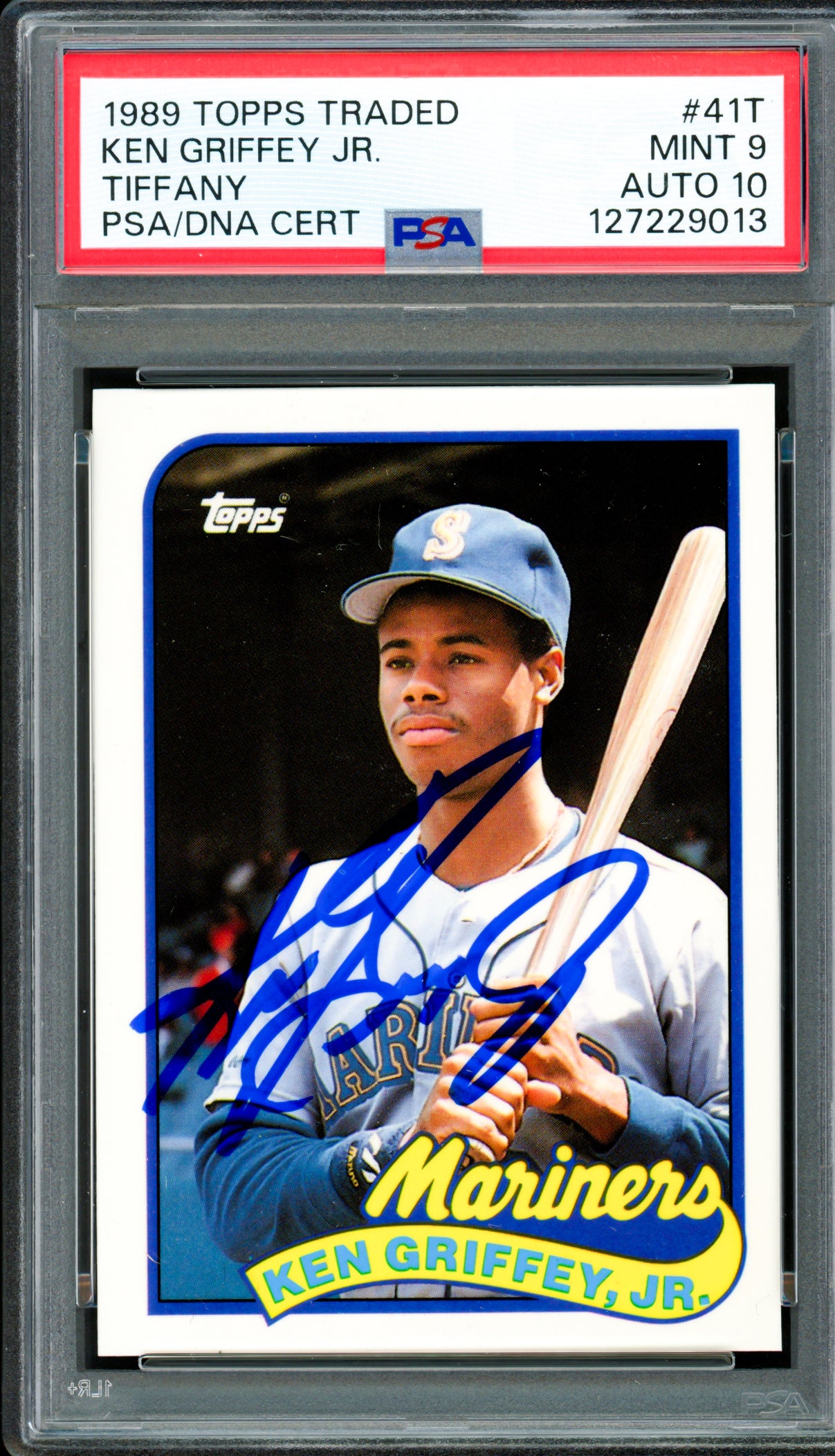 Ken Griffey Jr. Autographed 1989 Topps Traded Tiffany Rookie Card #41T Seattle Mariners PSA 9 Auto Grade Gem Mint 10 PSA/DNA #127228013