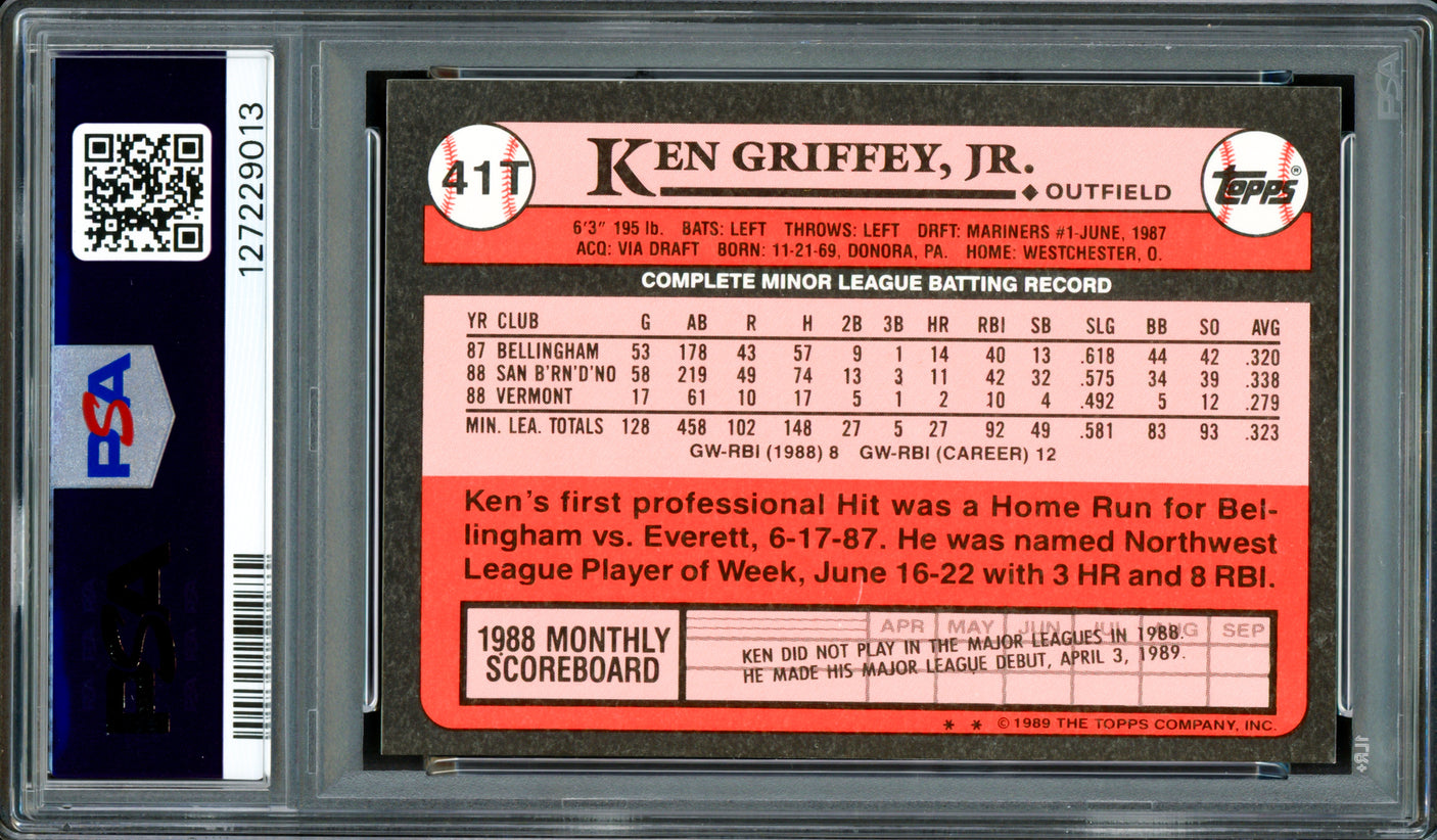 Ken Griffey Jr. Autographed 1989 Topps Traded Tiffany Rookie Card #41T Seattle Mariners PSA 9 Auto Grade Gem Mint 10 PSA/DNA #127228013