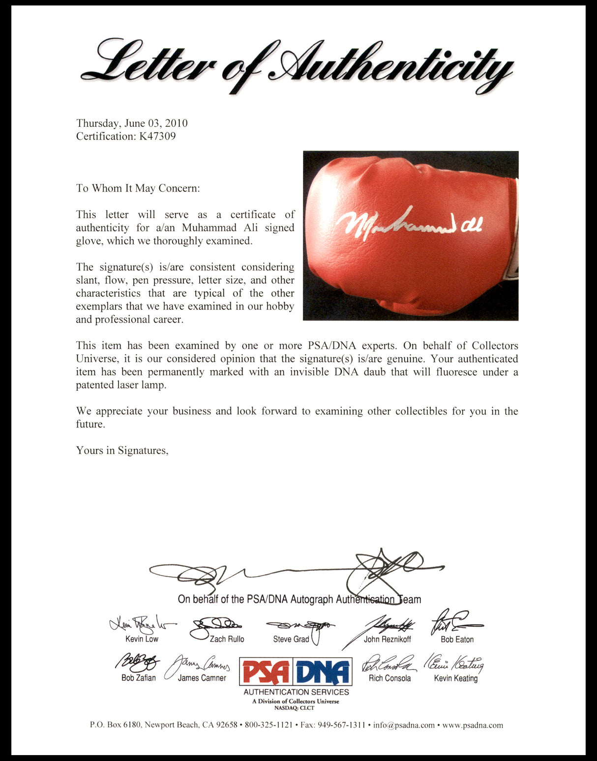 Muhammad Ali Autographed Red Everlast Boxing Glove RH PSA/DNA #K47309