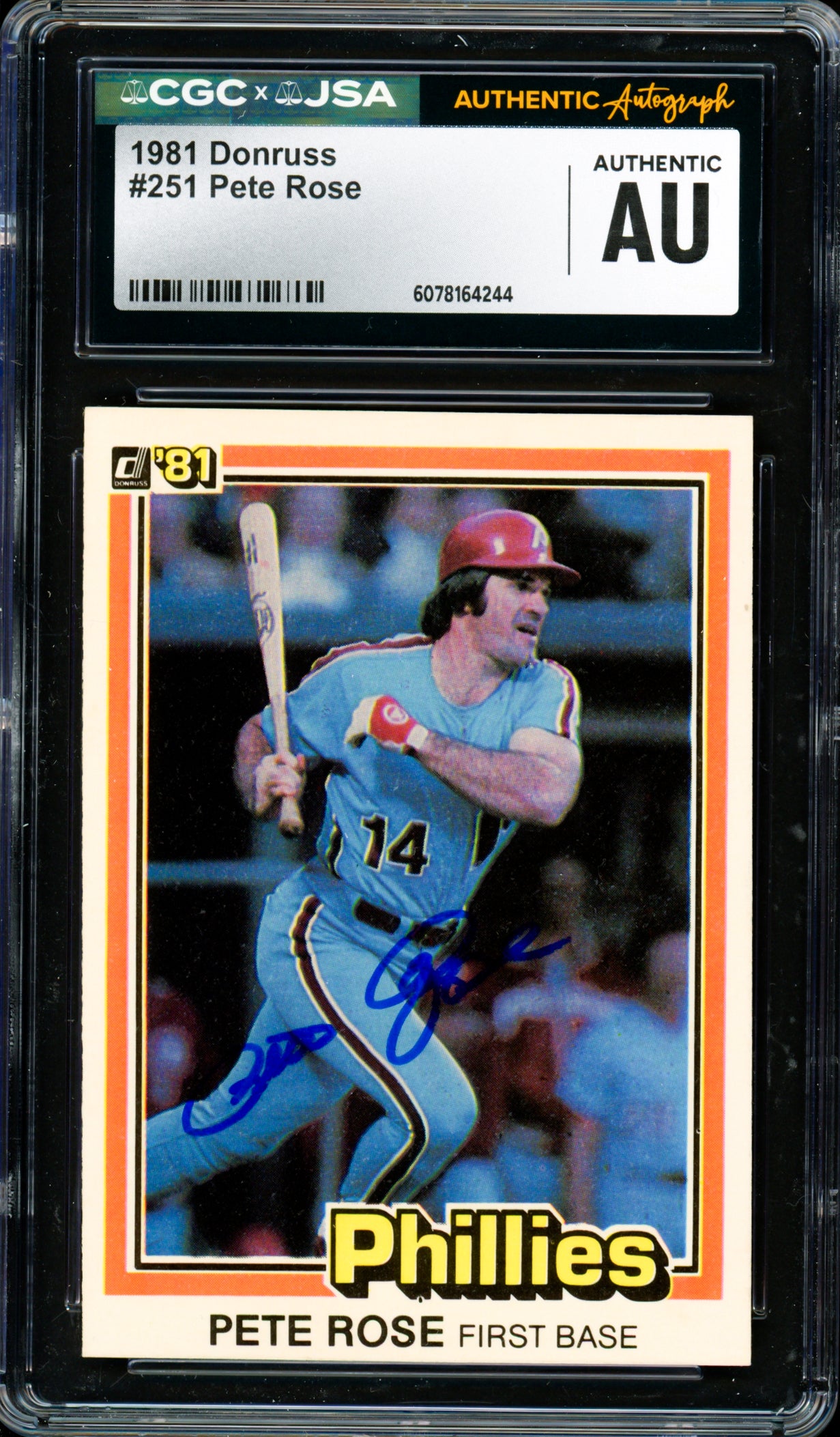 Pete Rose Autographed 1981 Donruss Card #251 Philadelphia Phillies CGC x JSA #6078164244