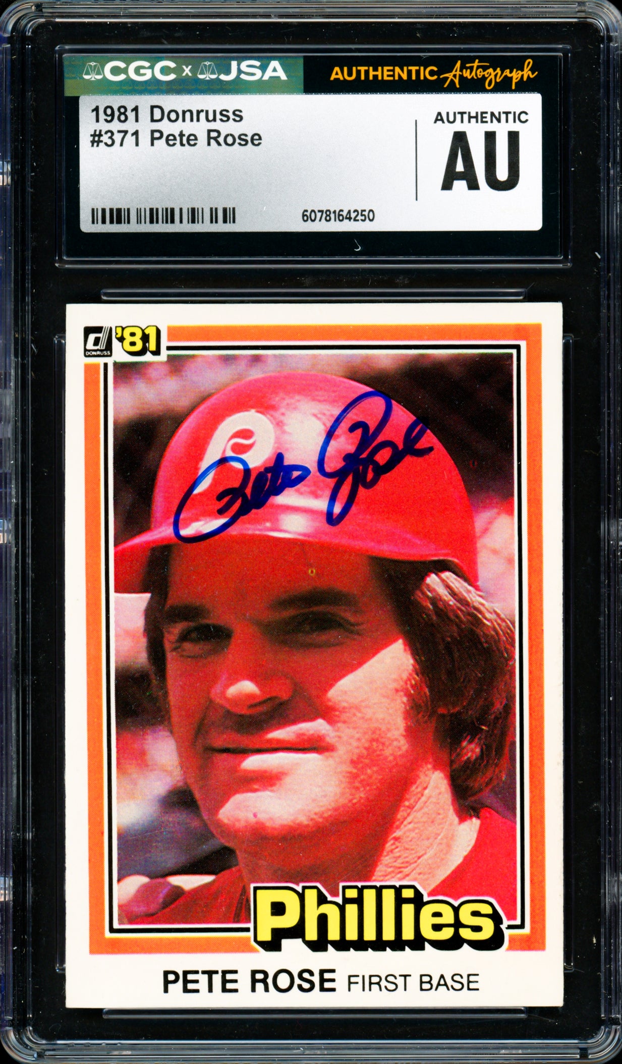 Pete Rose Autographed 1981 Donruss Card #371 Philadelphia Phillies CGC x JSA #6078164250