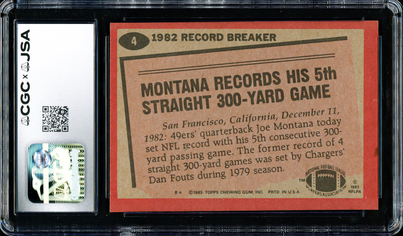 Joe Montana Autographed 1983 Topps Card #4 San Francisco 49ers CGC x JSA #6078164044