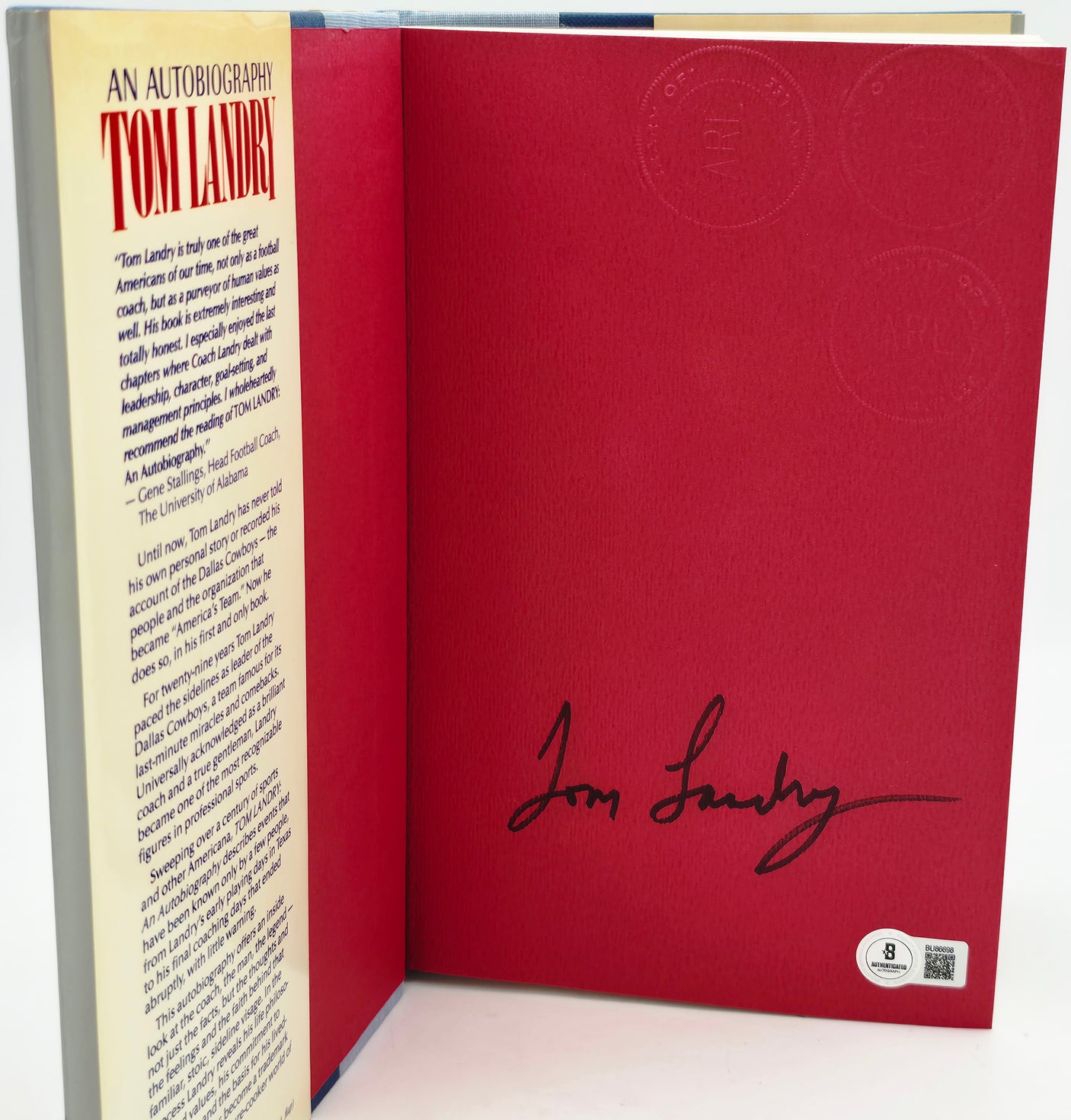Tom Landry Autographed Autobiography Book Dallas Cowboys Beckett BAS QR #BU86698