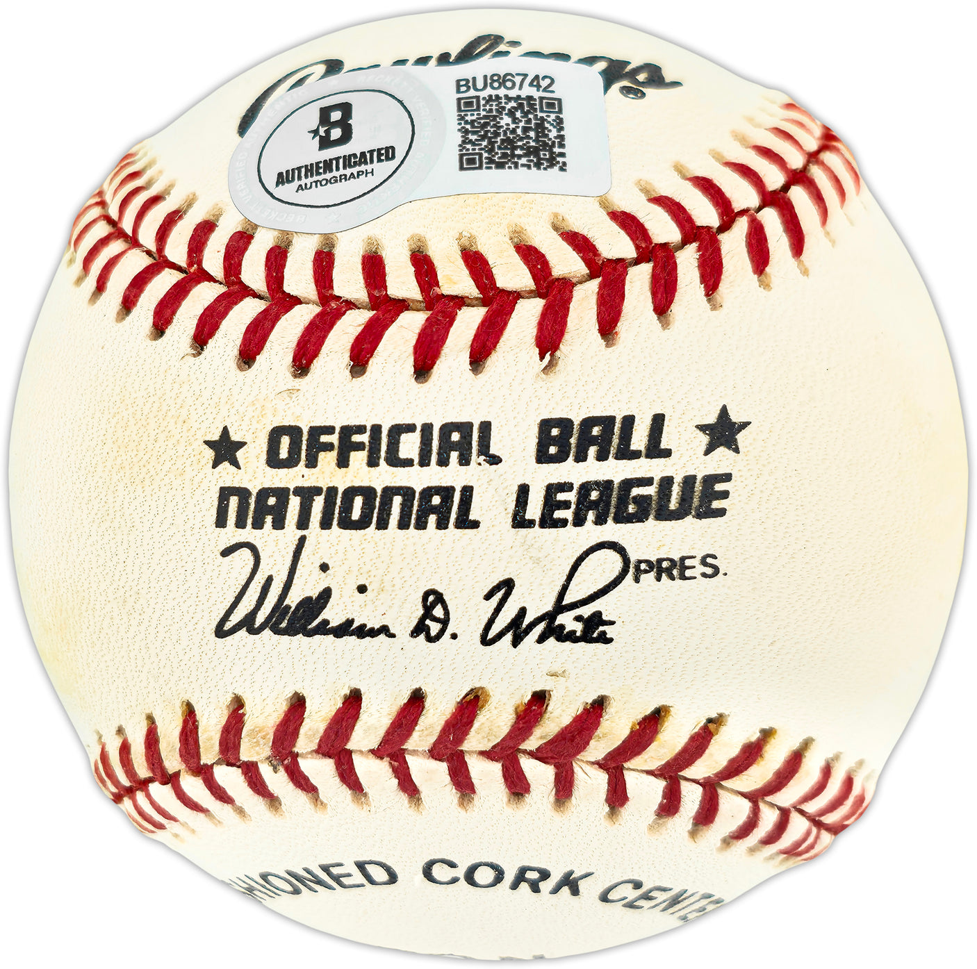 Mike Schmidt Autographed Official NL Baseball Philadelphia Phillies Beckett BAS QR #BU86742