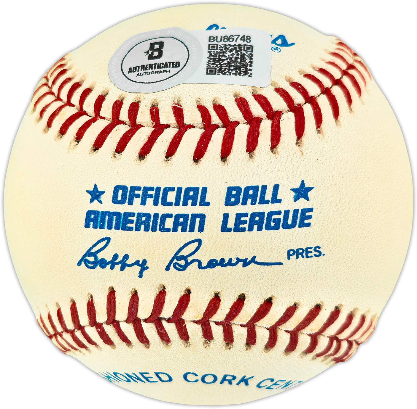 Nolan Ryan Autographed Official AL Baseball Texas Rangers, Los Angeles Angels Beckett BAS QR #BU86748