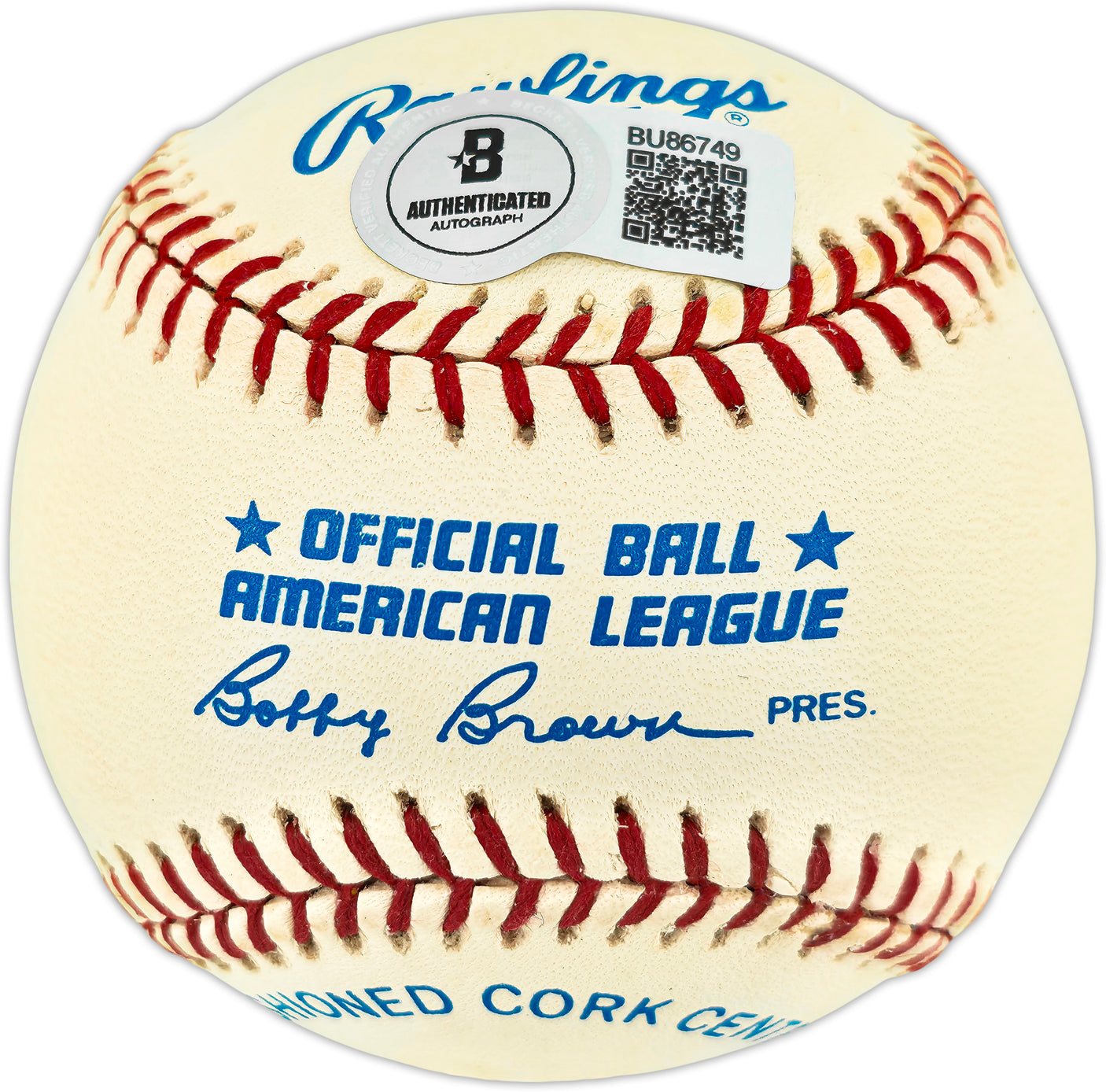 Nolan Ryan Autographed Official AL Baseball Texas Rangers, Los Angeles Angels Beckett BAS QR #BU86749