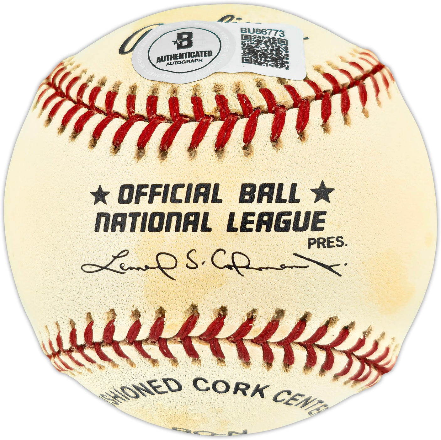 Ken Caminiti Autographed Official NL Baseball San Diego Padres "MVP" Beckett BAS QR #BU86773