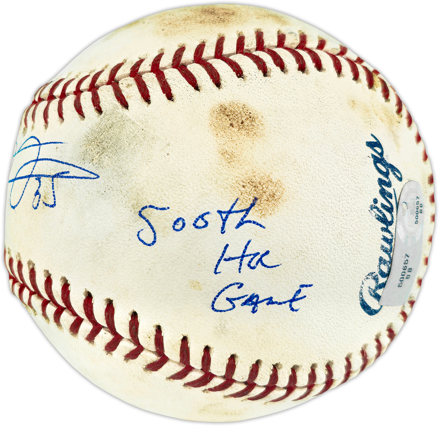 Frank Thomas Autographed Official Game Used 500th Home Run Game Baseball Toronto Blue Jays "500th HR Game 6/28/07" Beckett BAS QR #BU86776