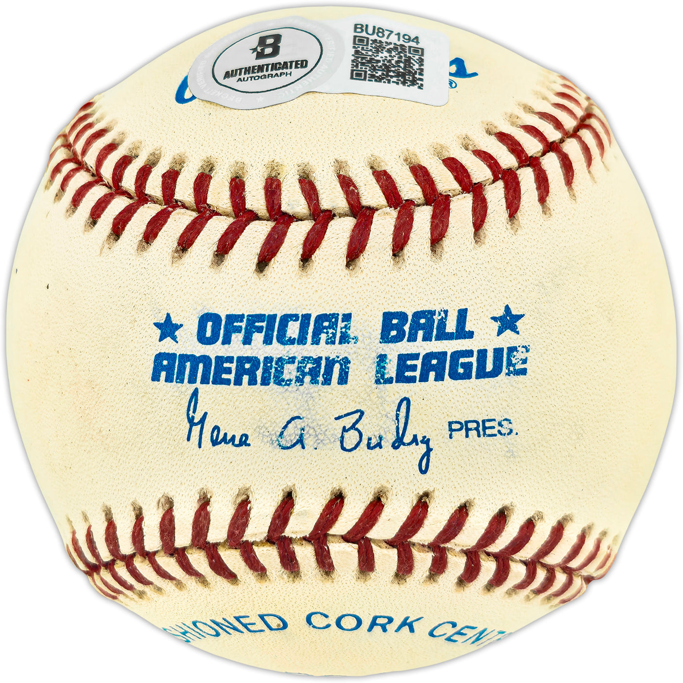 Jeff Torborg Autographed Official AL Baseball Los Angeles Dodgers, New York Yankees Beckett BAS QR #BU87194