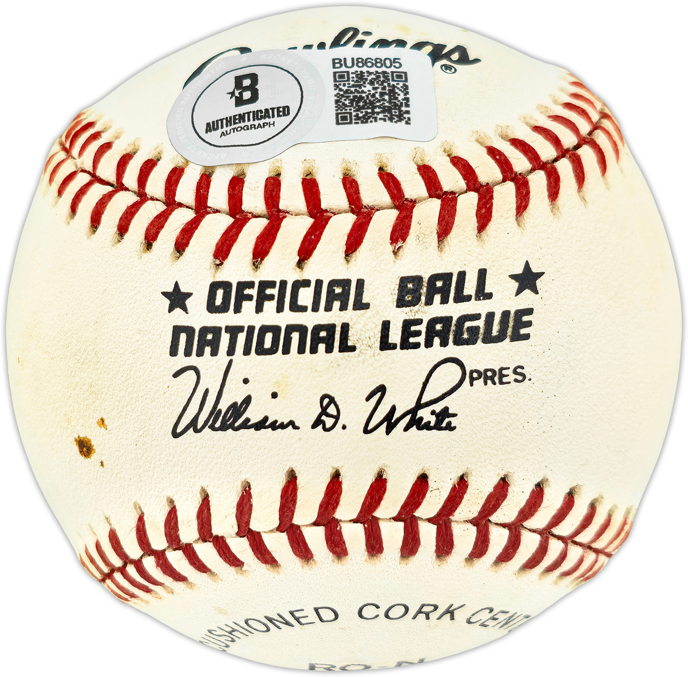 Vic Lombardi Autographed Official NL Baseball Brooklyn Dodgers Full Name (Smudged) Beckett BAS QR #BU86805