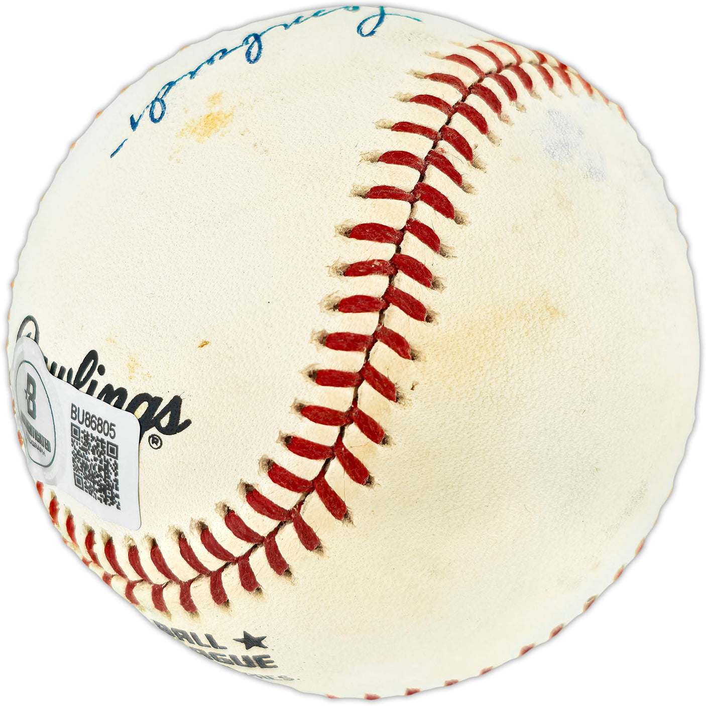 Vic Lombardi Autographed Official NL Baseball Brooklyn Dodgers Full Name (Smudged) Beckett BAS QR #BU86805