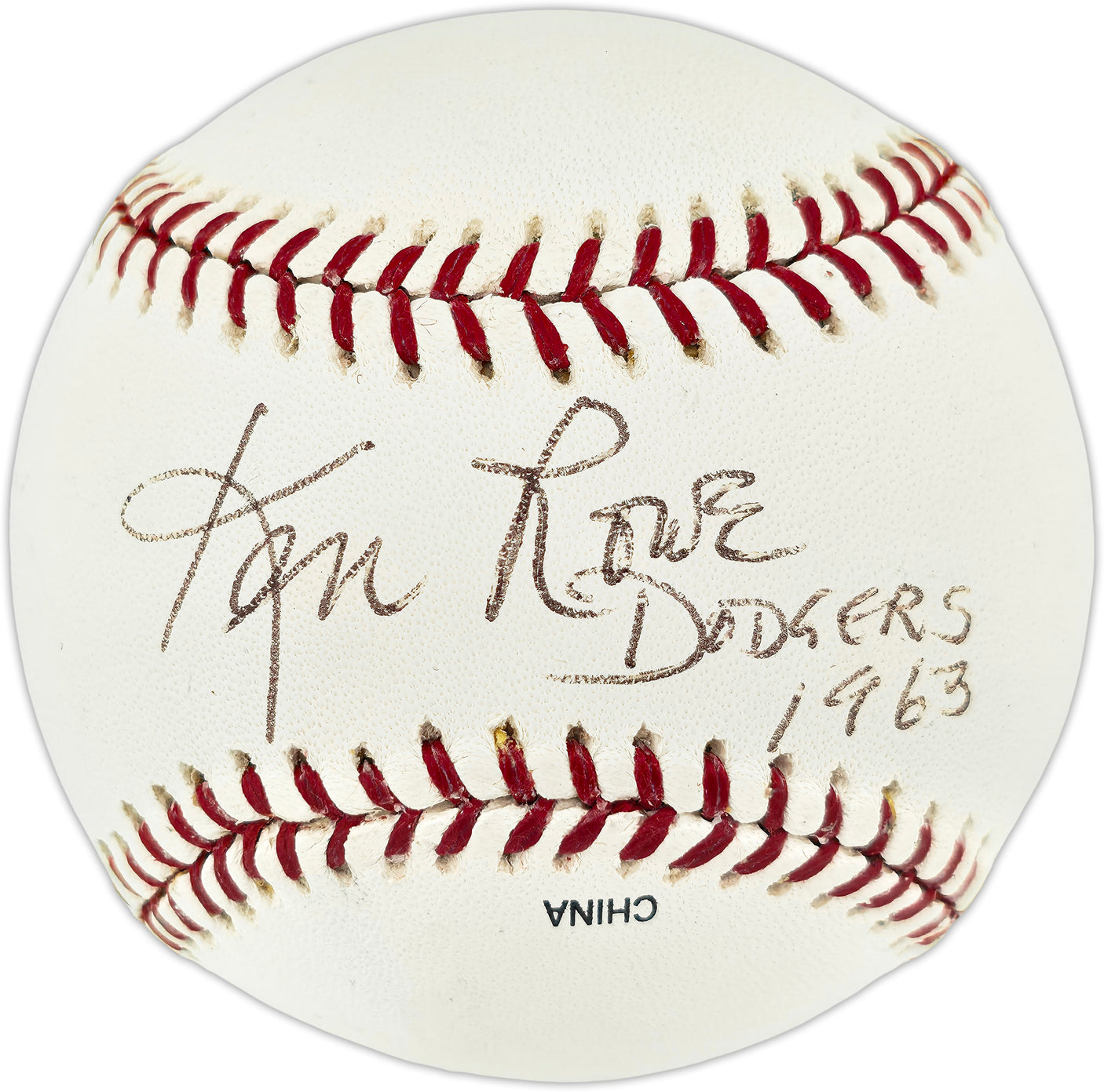 Ken Rowe Autographed Official Rawlings MLB Baseball Los Angeles Dodgers "Dodgers 1963" Beckett BAS QR #BU87241