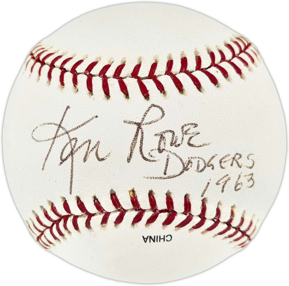 Ken Rowe Autographed Official Rawlings MLB Baseball Los Angeles Dodgers "Dodgers 1963" Beckett BAS QR #BU87241
