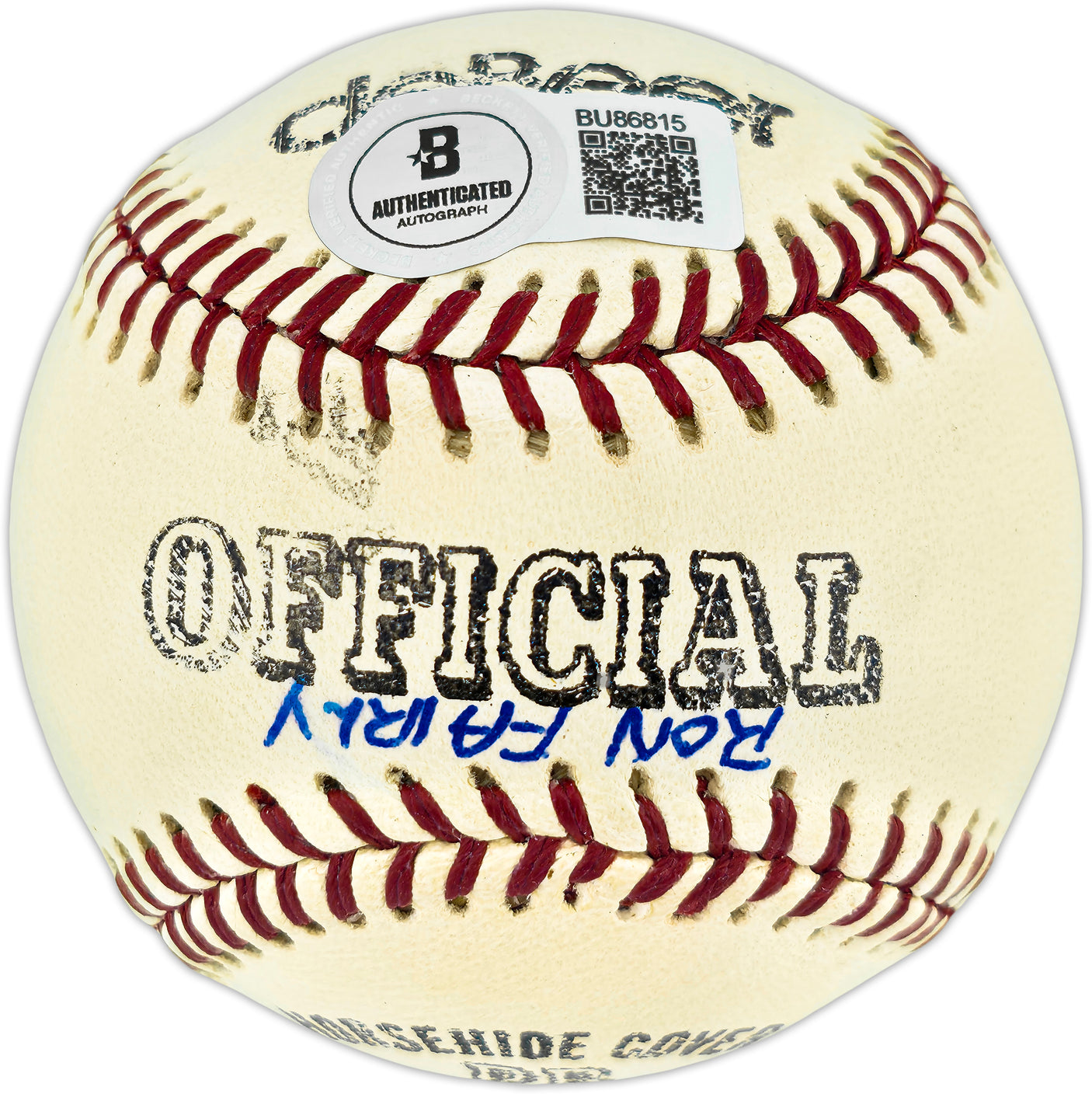 Ron Fairly Autographed Official deBeer Baseball Los Angeles Dodgers Beckett BAS QR #BU86815