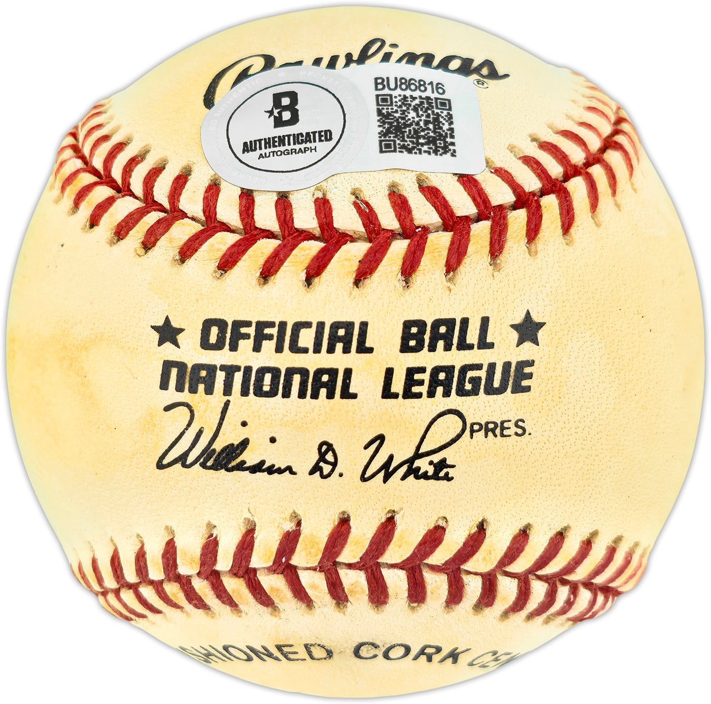 Lee Walls Autographed Official NL Baseball Los Angeles Dodgers, Philadelphia Phillies Beckett BAS QR #BU86816