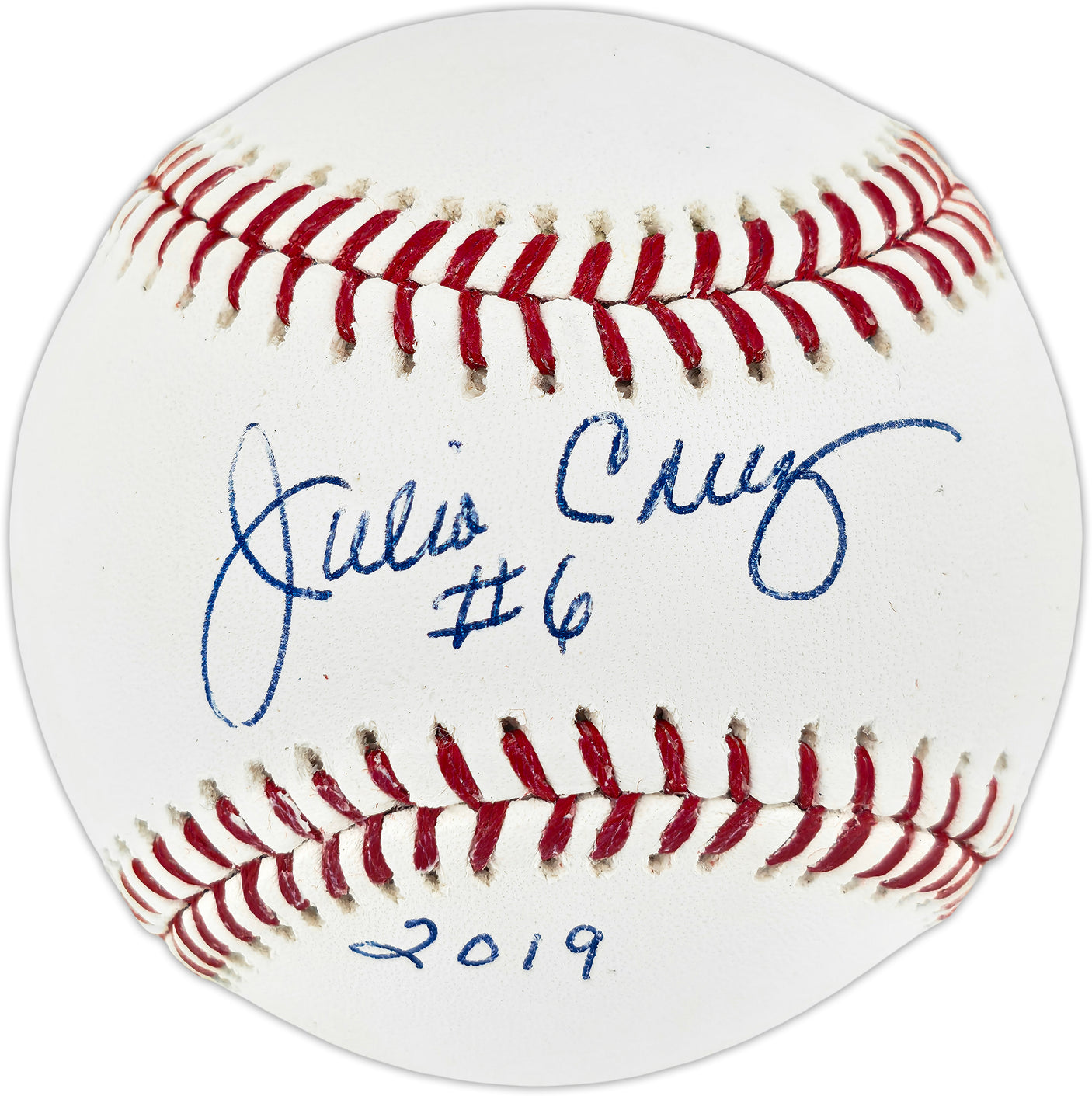 Julio Cruz Autographed Official 40th Anniversary Logo MLB Baseball Seattle Mariners "#6" Beckett BAS QR #BU87268