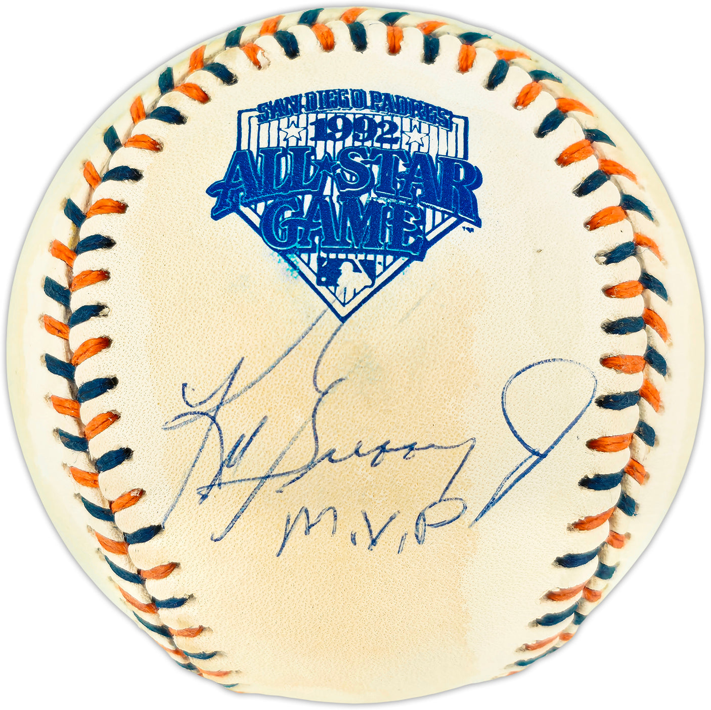Ken Griffey Jr. Autographed Official 1992 All Star Game Logo Baseball Seattle Mariners "M.V.P." Beckett BAS QR #BU86835