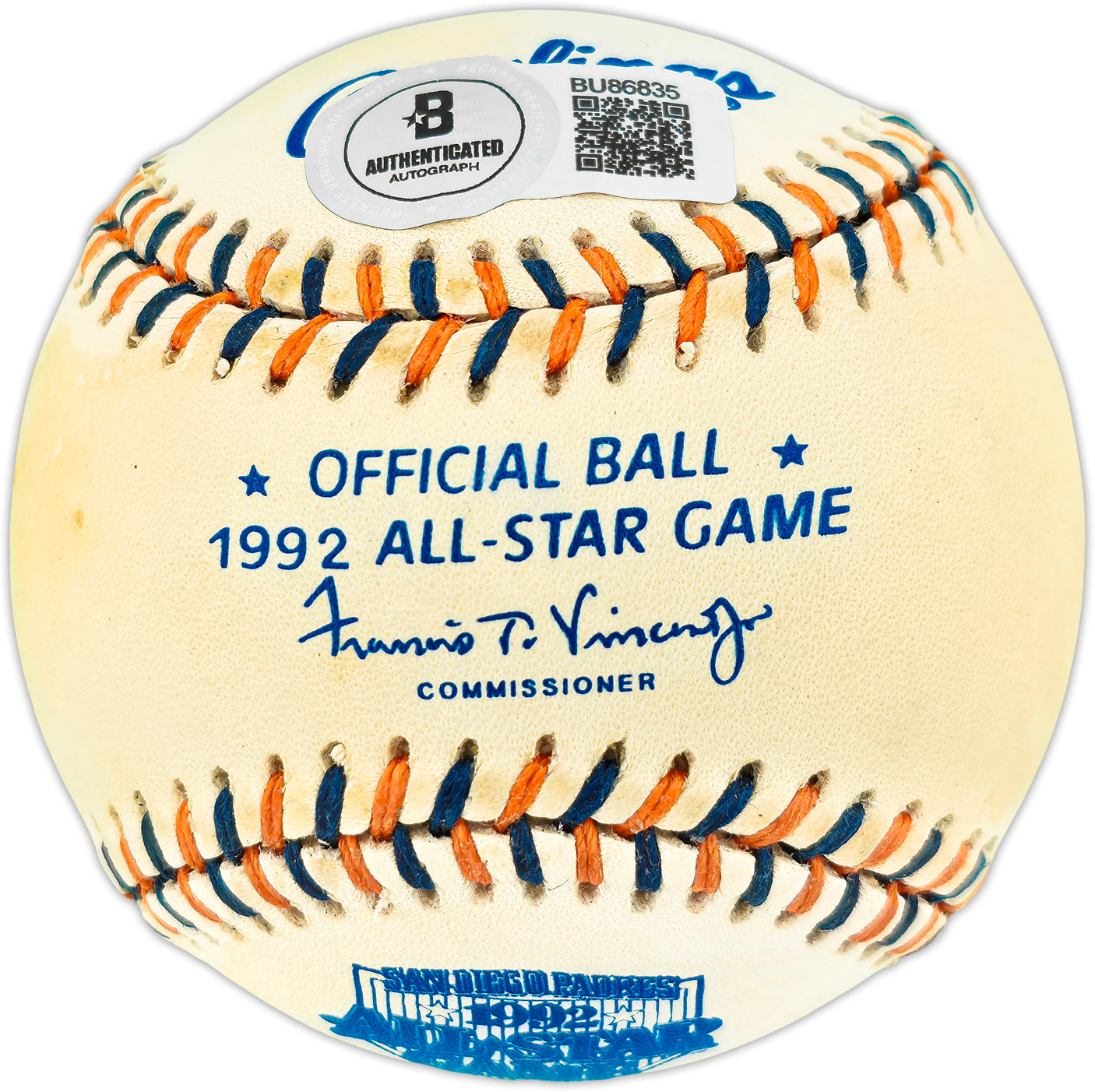 Ken Griffey Jr. Autographed Official 1992 All Star Game Logo Baseball Seattle Mariners "M.V.P." Beckett BAS QR #BU86835
