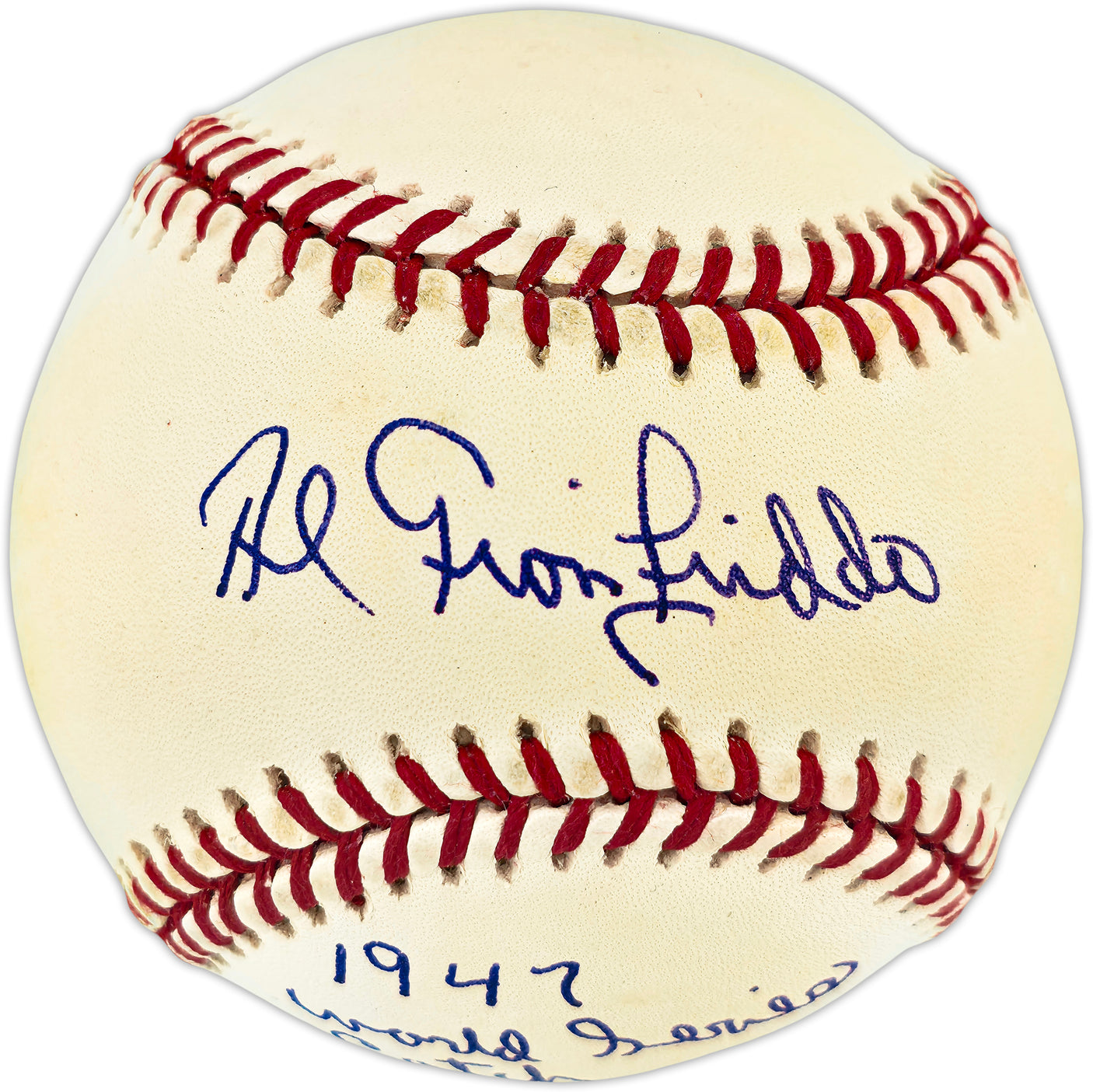 Al Gionfriddo Autographed Official NL Baseball Brooklyn Dodgers "1947 World Series Catch" Beckett BAS QR #BU86878