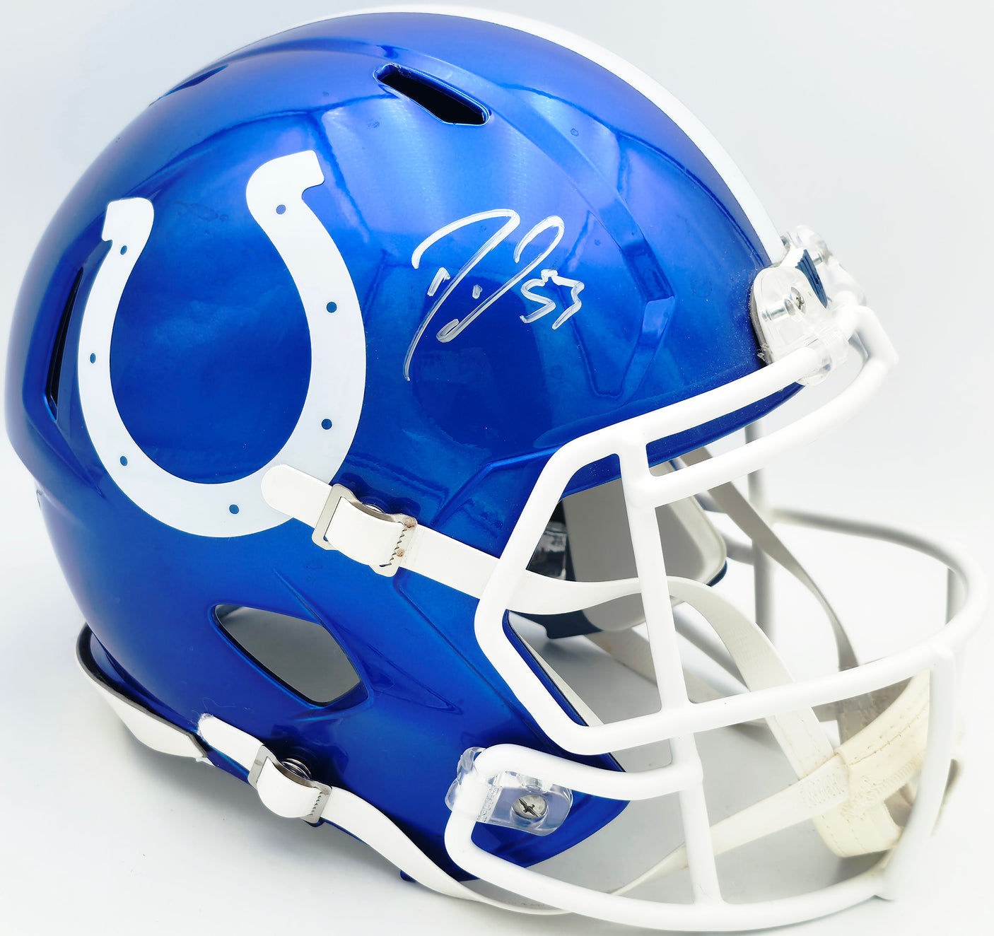 Darius Leonard Autographed Indianapolis Colts Full Size Flash Blue Replica Speed Helmet JSA #WA115252