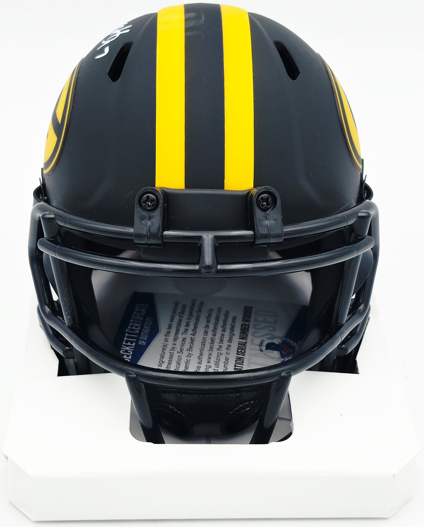 Davante Adams Autographed Green Bay Packers Eclipse Black Speed Mini Helmet Beckett BAS Witness #WD83662