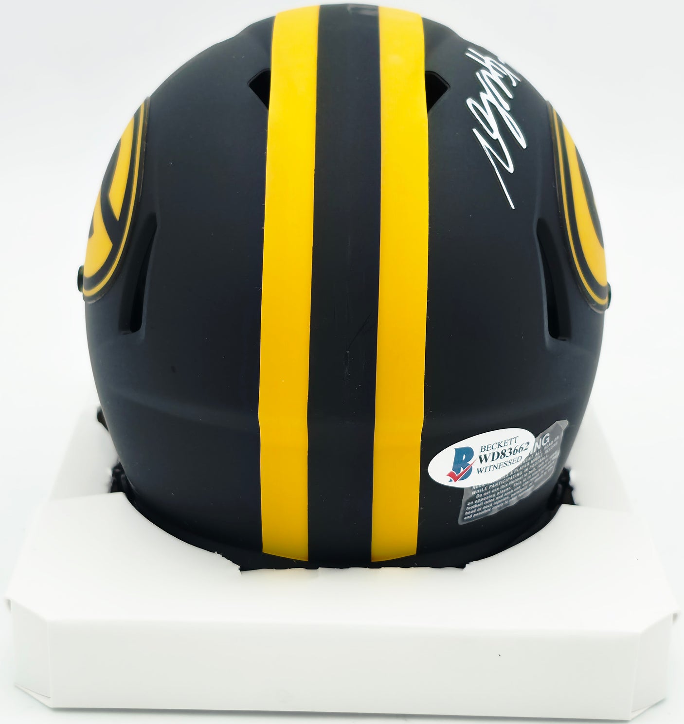 Davante Adams Autographed Green Bay Packers Eclipse Black Speed Mini Helmet Beckett BAS Witness #WD83662