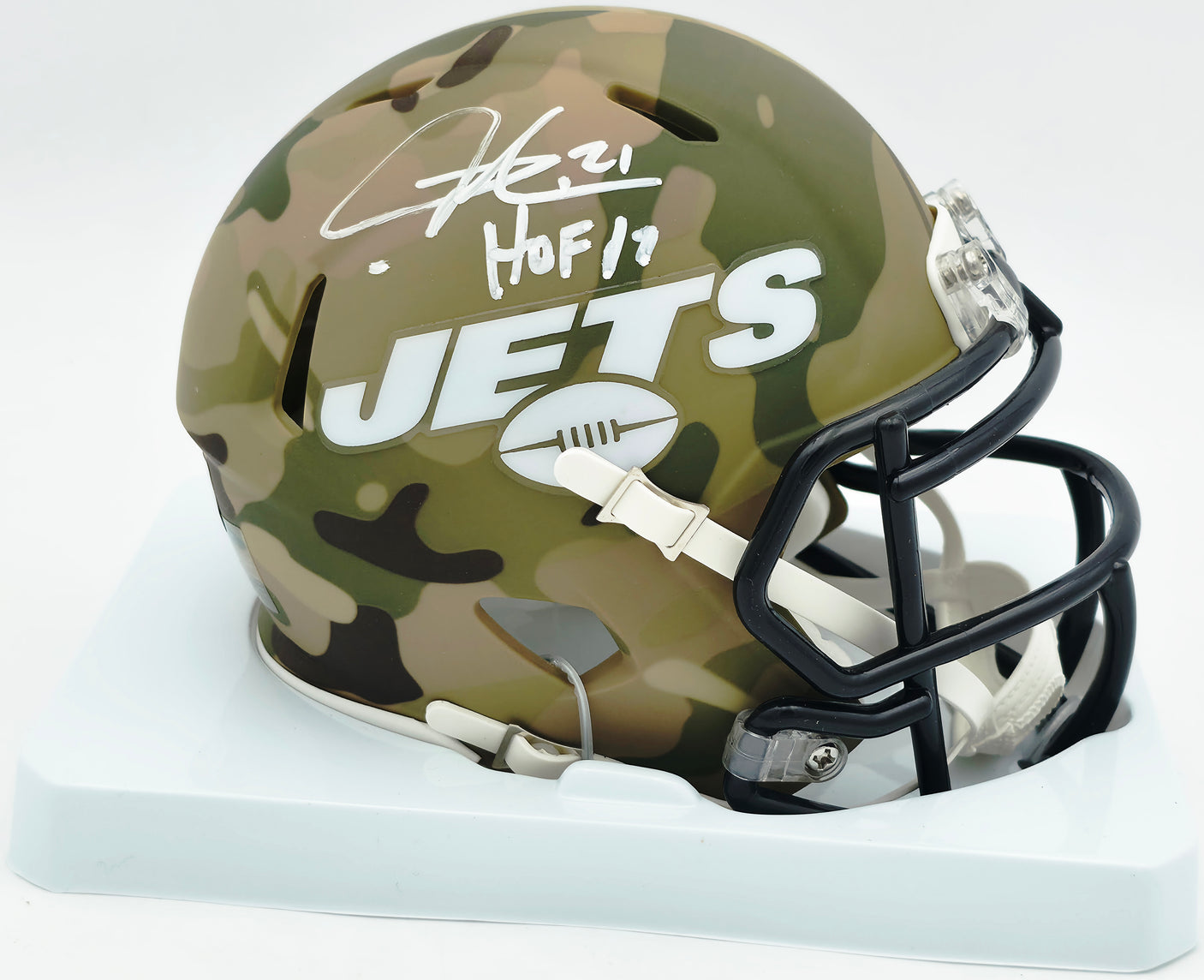 LaDainian Tomlinson Autographed New York Jets Camo Speed Mini Helmet "HOF 17" Beckett BAS Witness #1W603510