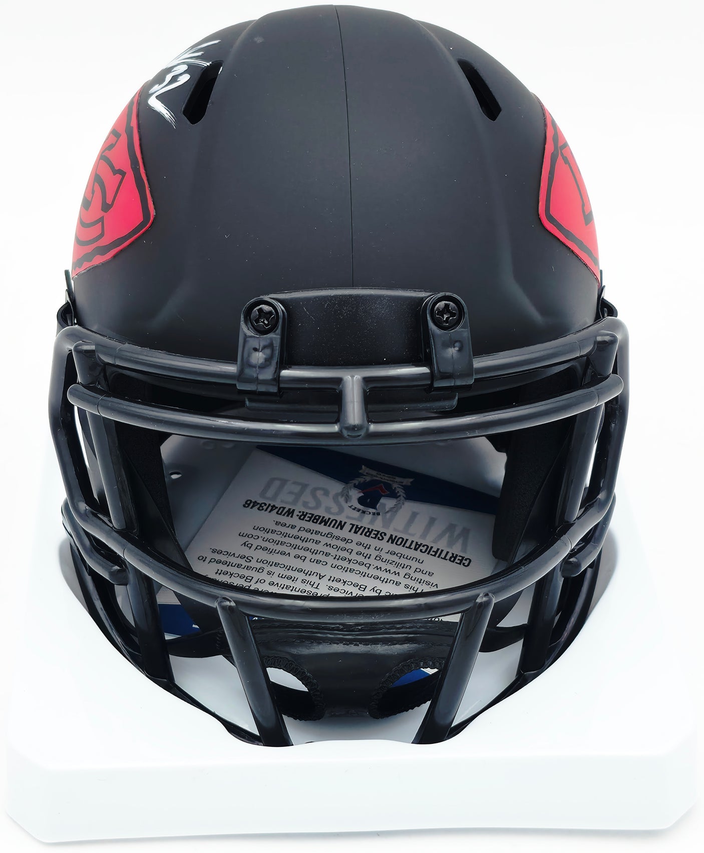 Marcus Allen Autographed Kansas City Chiefs Eclipse Black Speed Mini Helmet Beckett BAS Witness #WD41346