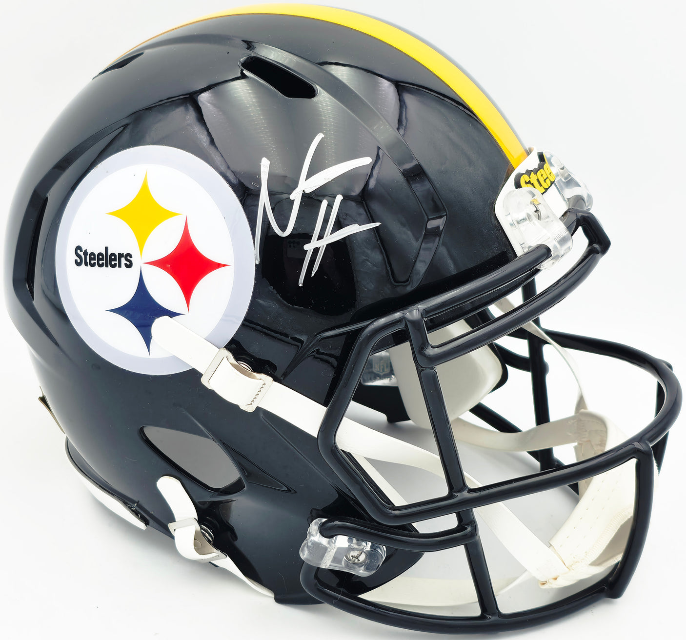 Najee Harris Autographed Pittsburgh Steelers Full Size Black Replica Salute Helmet Fanatics Holo #B107792