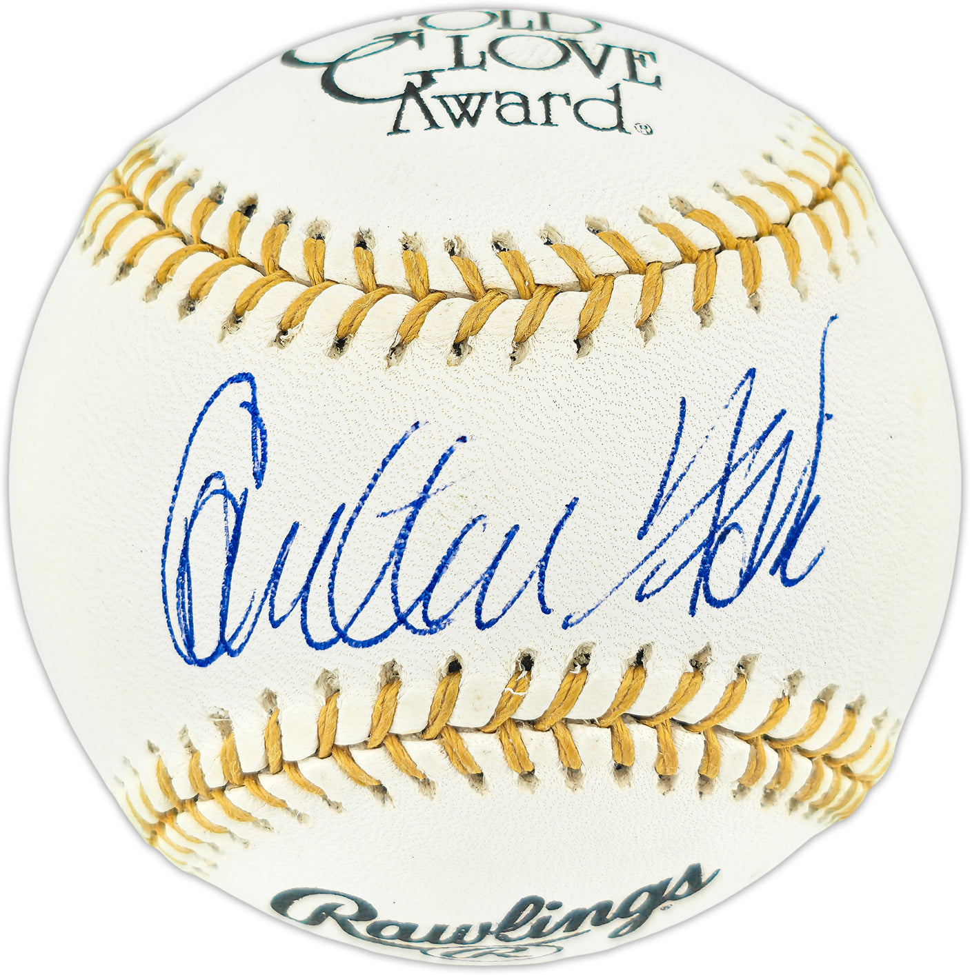 Carlton Fisk Autographed Official Rawlings Gold Glove Baseball Boston Red Sox Beckett BAS QR #BU86950