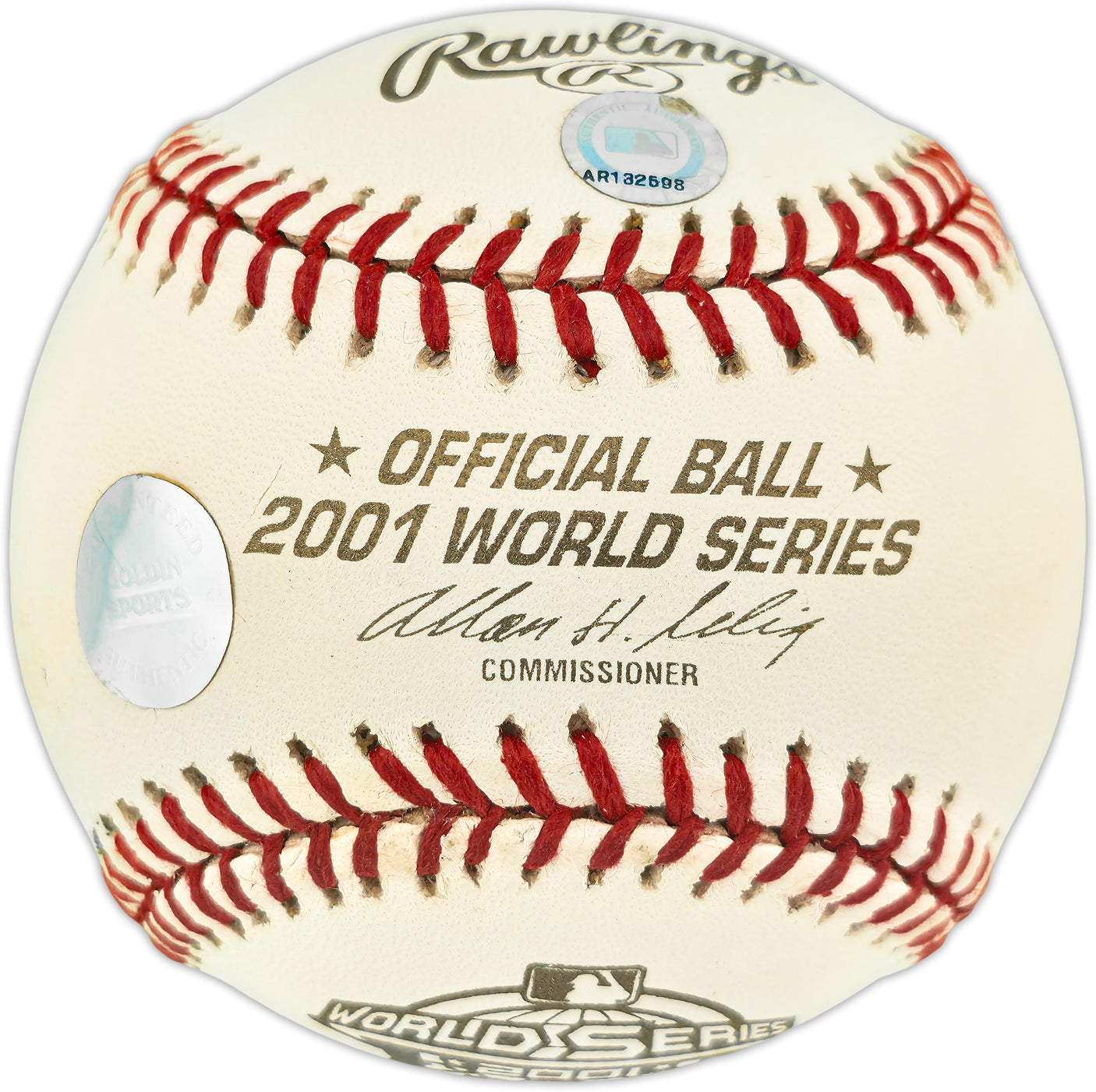 Randy Johnson Autographed Official 2001 World Series Logo Baseball Arizona Diamondbacks MLB Holo #AR132598