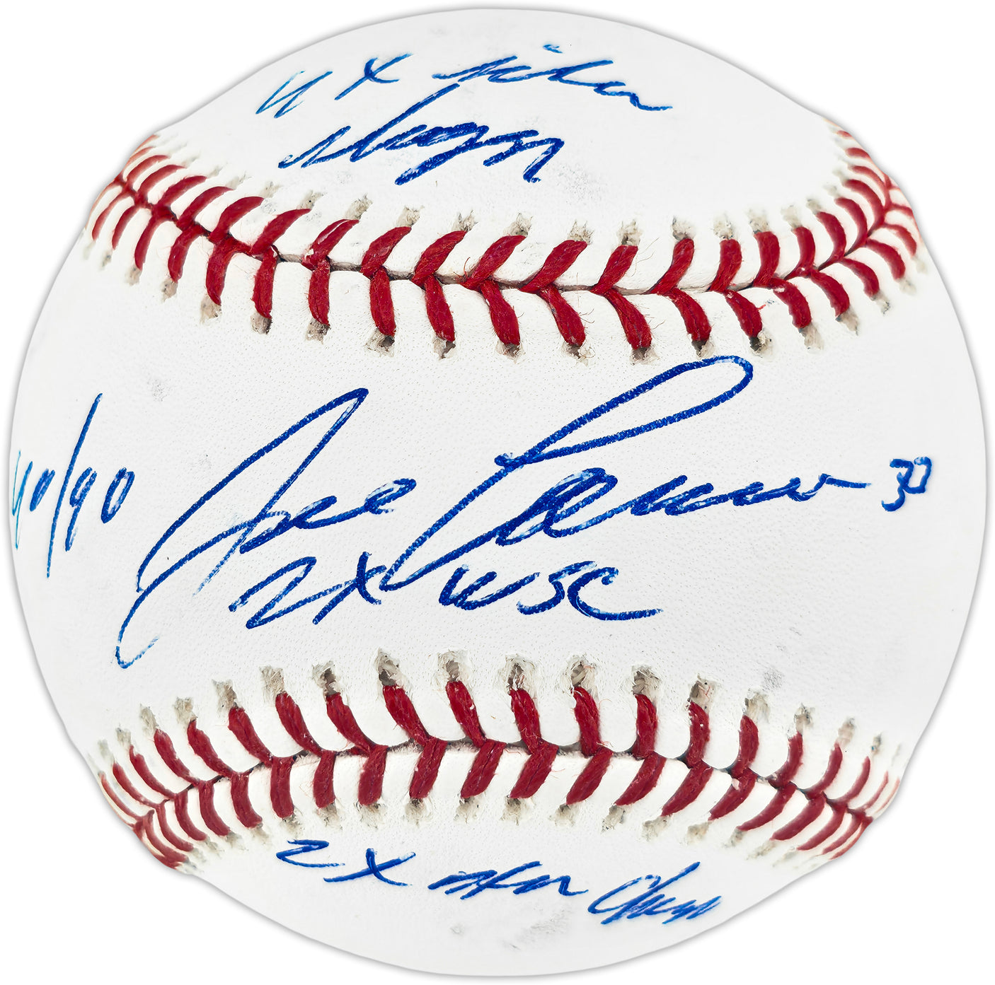 Jose Canseco Autographed Official Statball MLB Baseball Oakland A's (Smudged) Beckett BAS Witness #WU43319